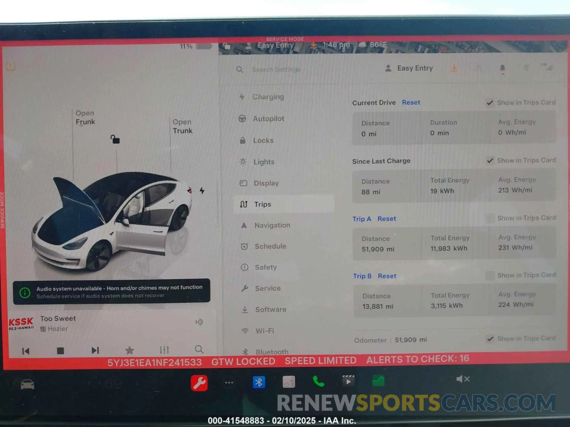 7 fotografías del automóvil dañado 5YJ3E1EA1NF241533 TESLA MODEL 3 2022