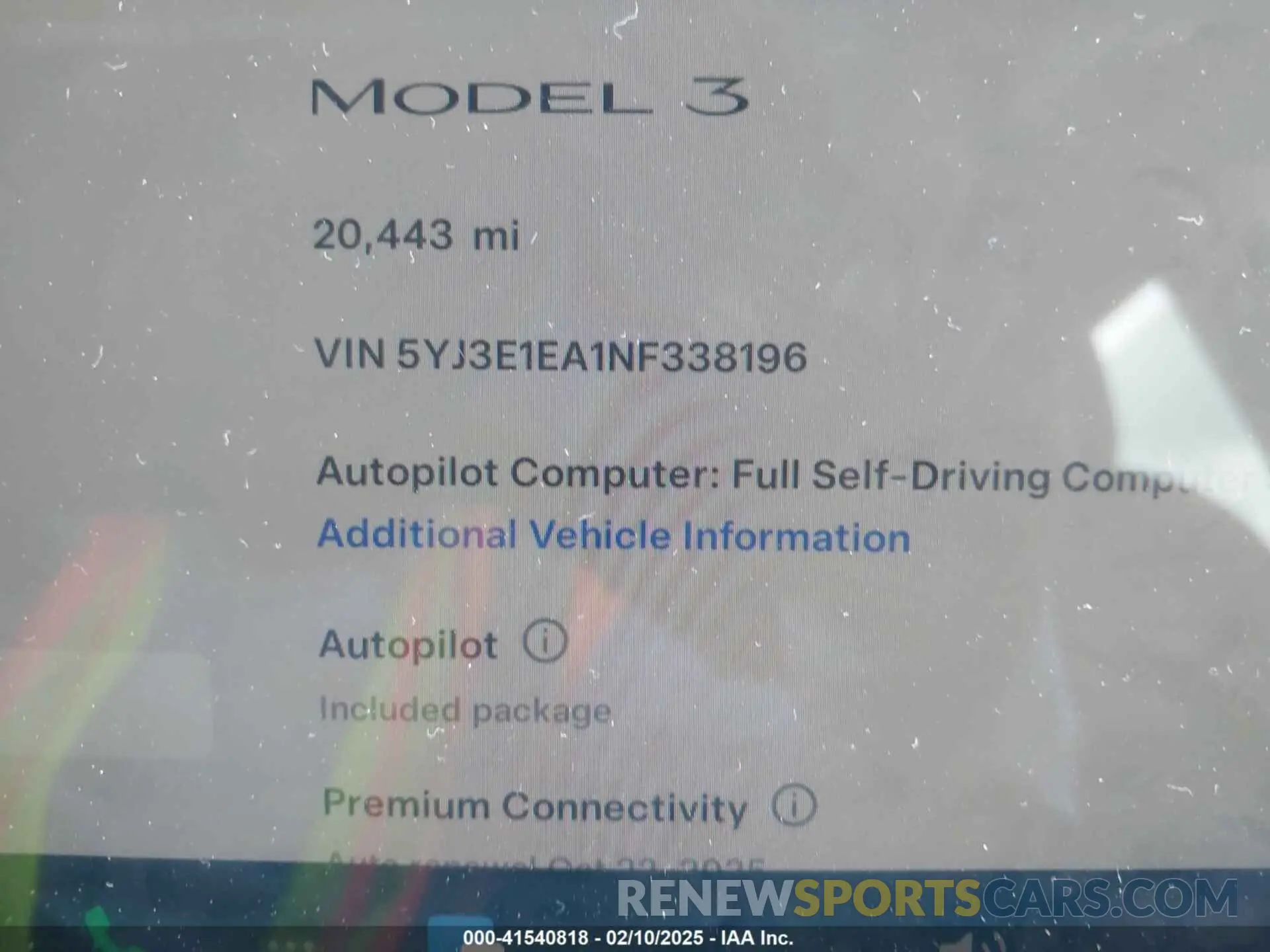 7 fotografías del automóvil dañado 5YJ3E1EA1NF338196 TESLA MODEL 3 2022