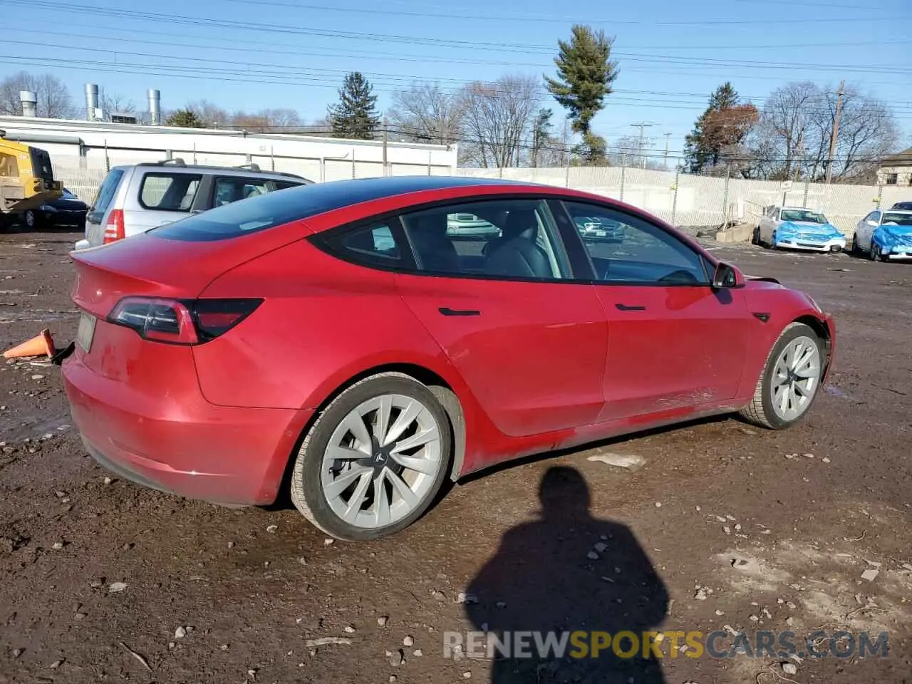 3 fotografías del automóvil dañado 5YJ3E1EA2NF288361 TESLA MODEL 3 2022