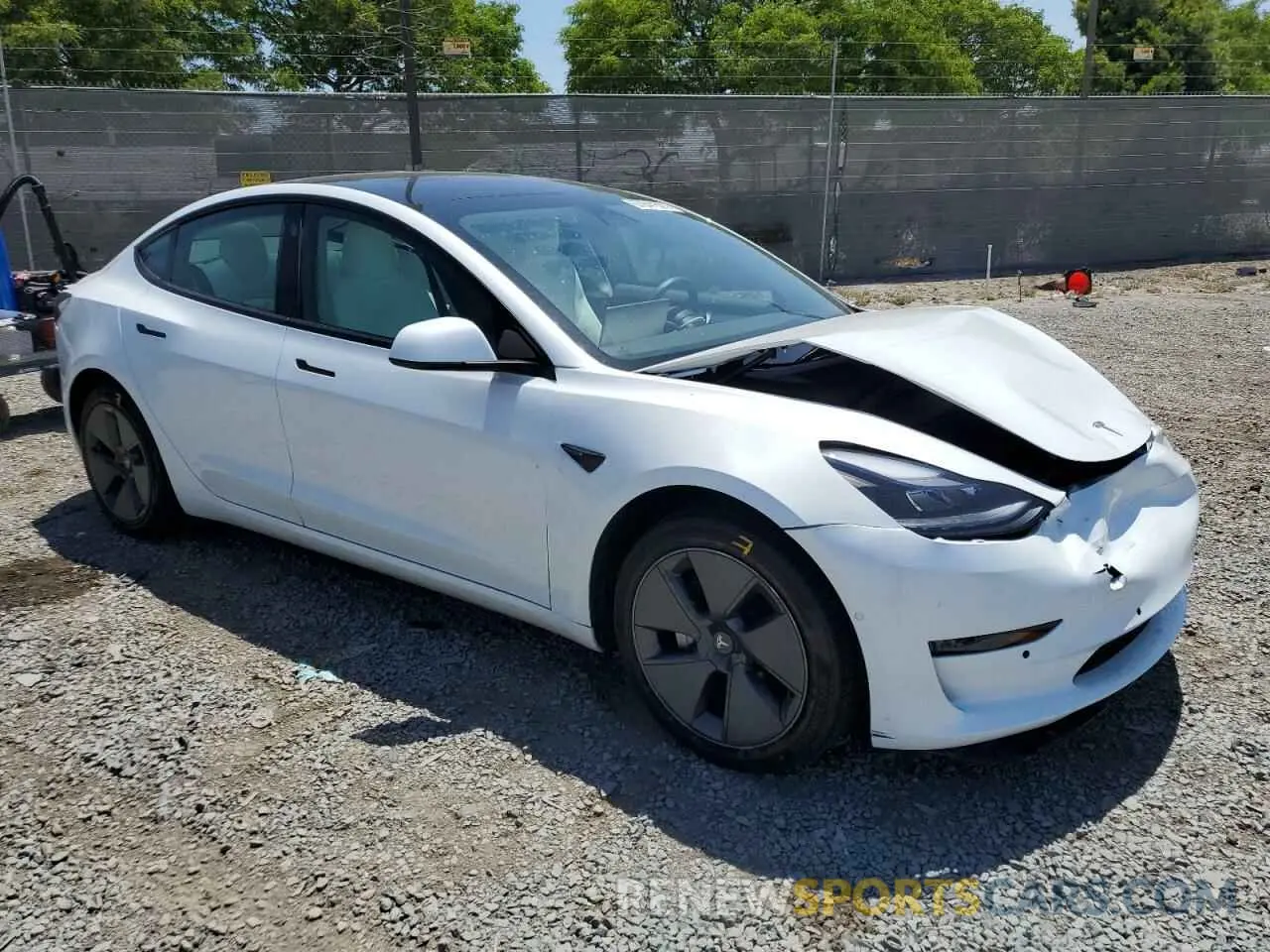4 fotografías del automóvil dañado 5YJ3E1EA2NF346078 TESLA MODEL 3 2022