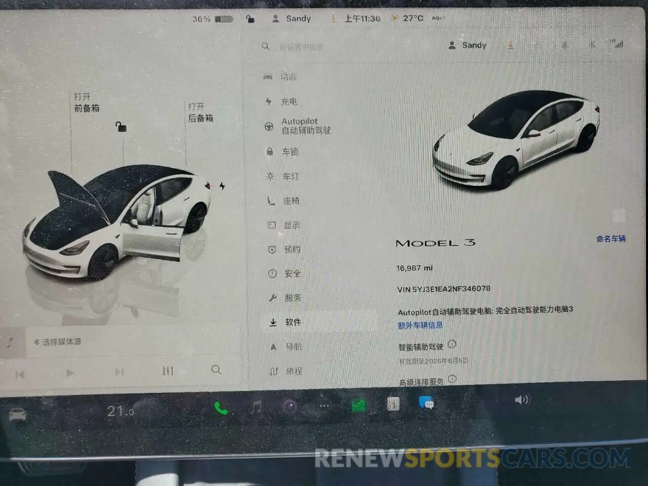 9 fotografías del automóvil dañado 5YJ3E1EA2NF346078 TESLA MODEL 3 2022