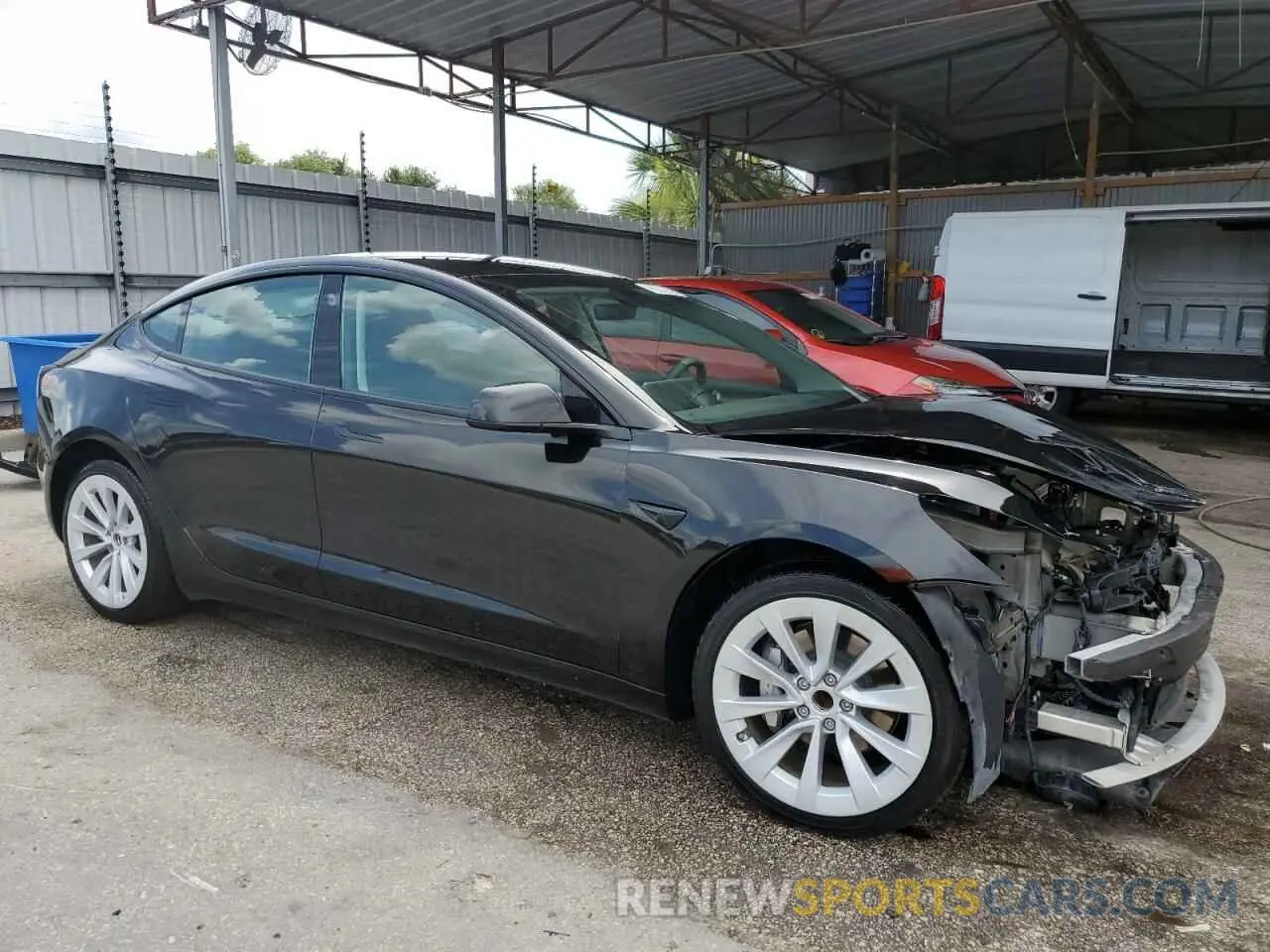 4 fotografías del automóvil dañado 5YJ3E1EA2NF371742 TESLA MODEL 3 2022