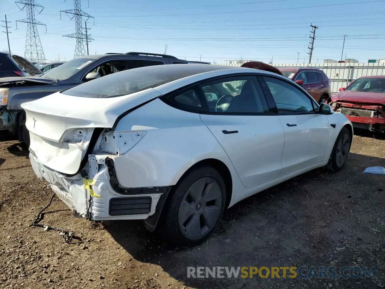 3 fotografías del automóvil dañado 5YJ3E1EA3NF154863 TESLA MODEL 3 2022