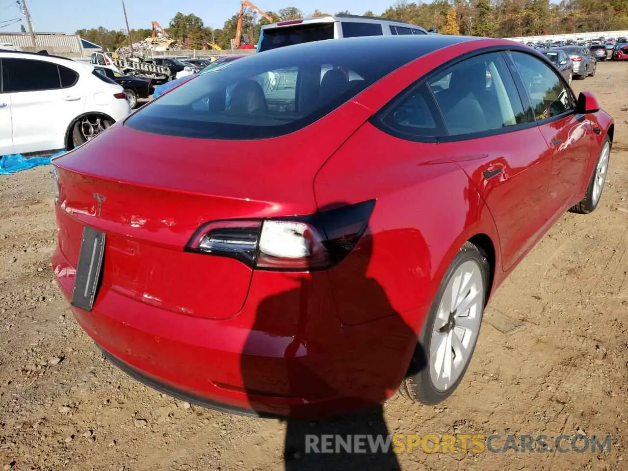4 fotografías del automóvil dañado 5YJ3E1EA3NF287428 TESLA MODEL 3 2022