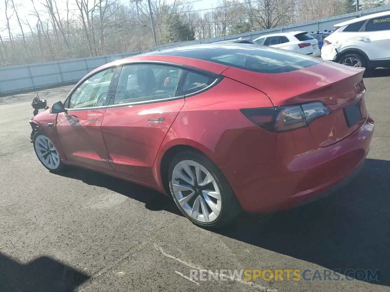 2 fotografías del automóvil dañado 5YJ3E1EA3NF288370 TESLA MODEL 3 2022