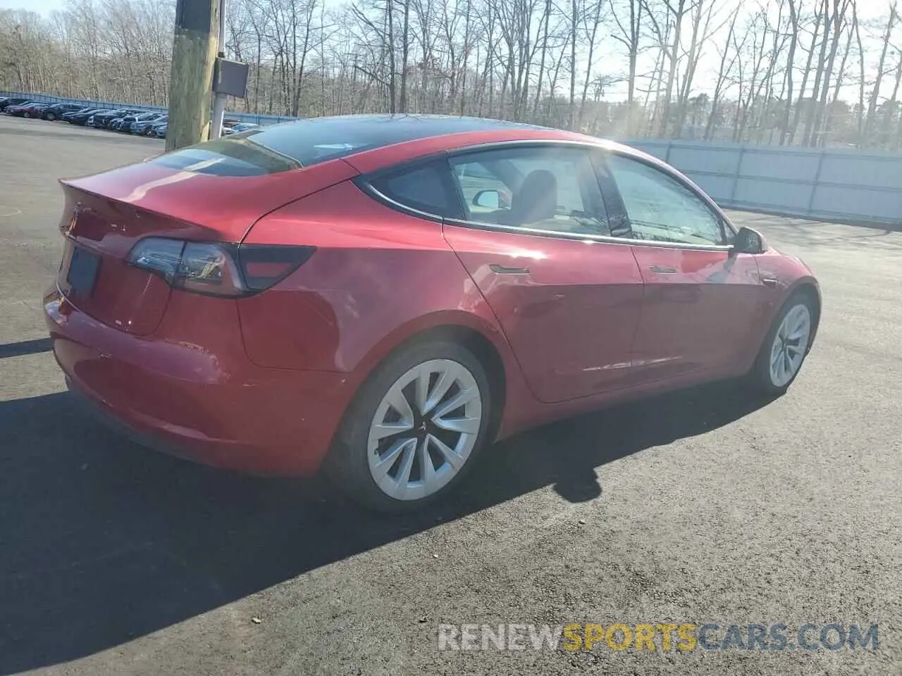 3 fotografías del automóvil dañado 5YJ3E1EA3NF288370 TESLA MODEL 3 2022