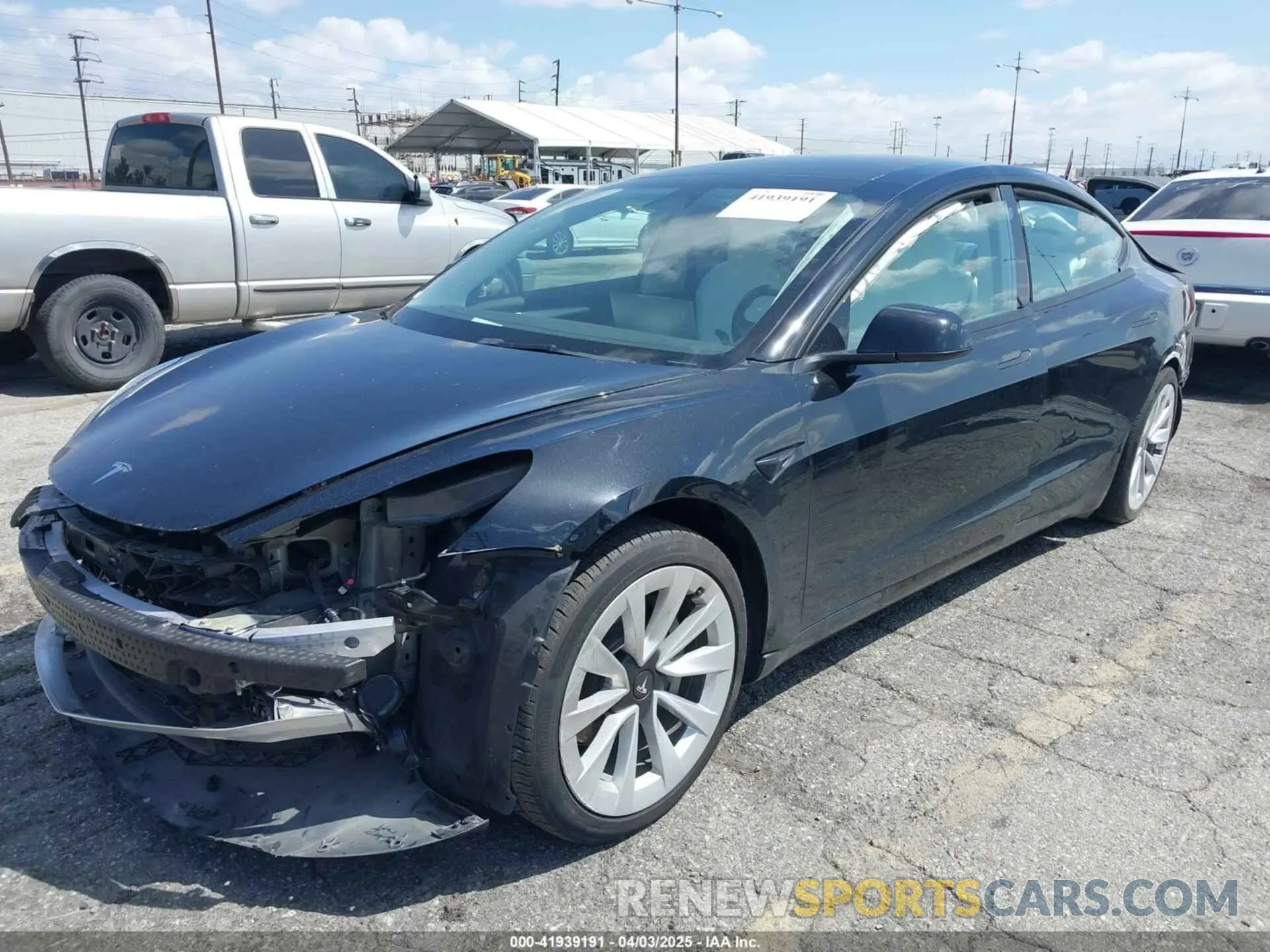 2 fotografías del automóvil dañado 5YJ3E1EA4NF316127 TESLA MODEL 3 2022