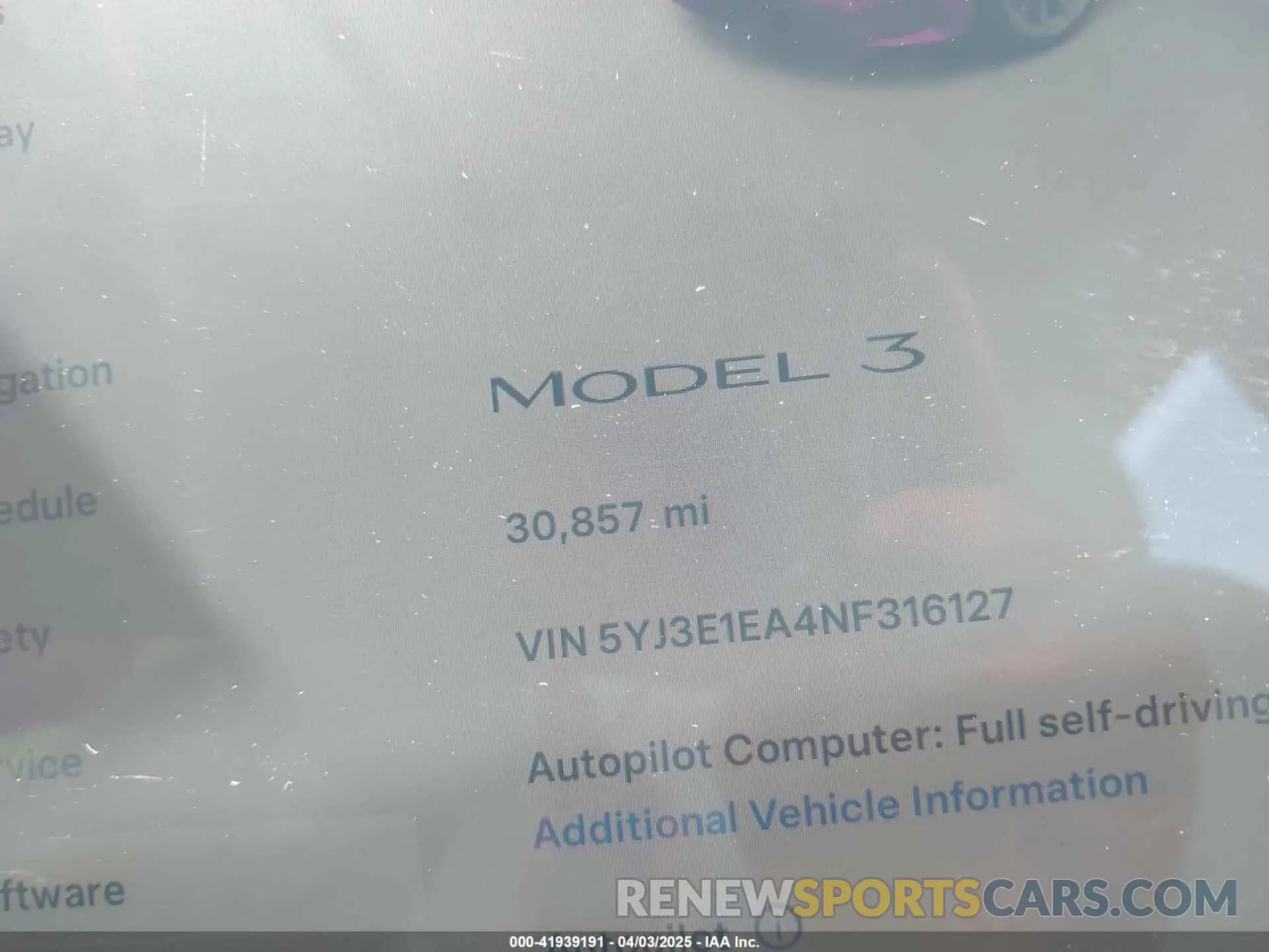7 fotografías del automóvil dañado 5YJ3E1EA4NF316127 TESLA MODEL 3 2022