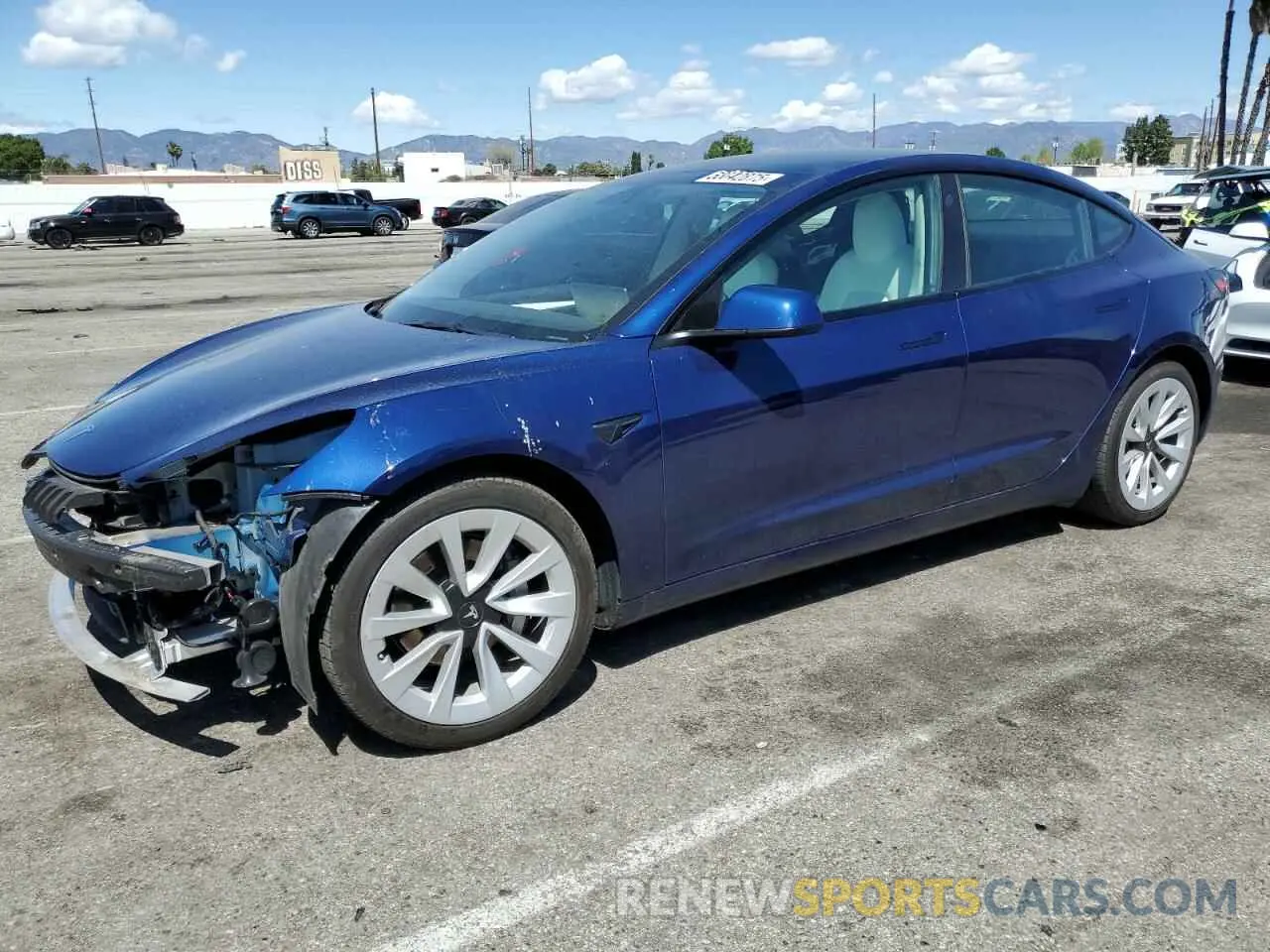 1 fotografías del automóvil dañado 5YJ3E1EA4NF361410 TESLA MODEL 3 2022
