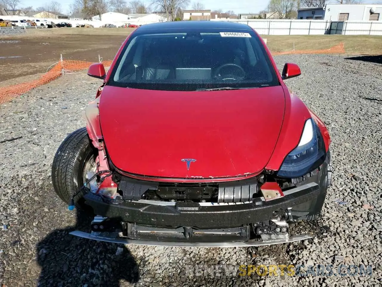 5 fotografías del automóvil dañado 5YJ3E1EA5NF184785 TESLA MODEL 3 2022