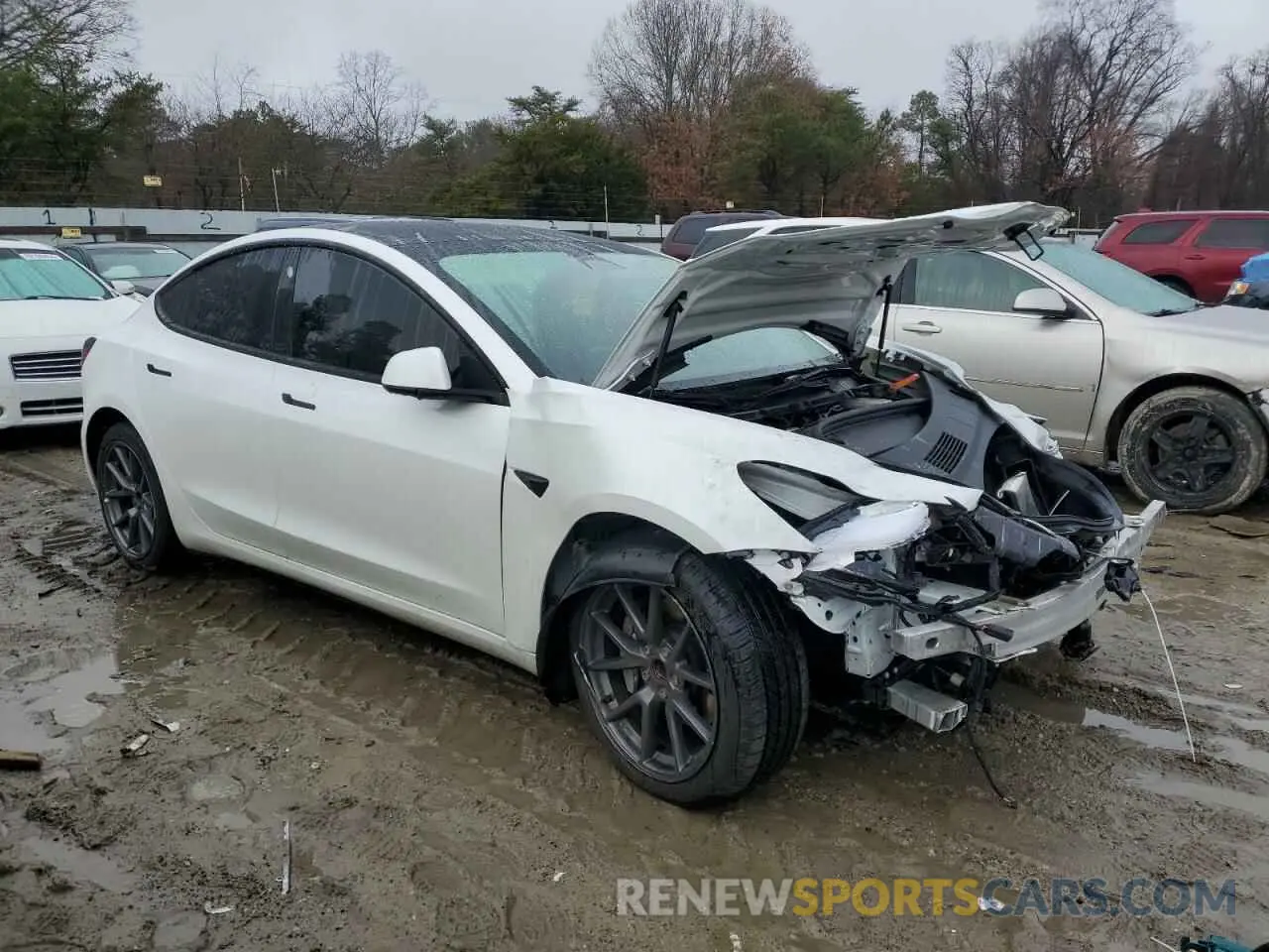 4 fotografías del automóvil dañado 5YJ3E1EA5NF230664 TESLA MODEL 3 2022