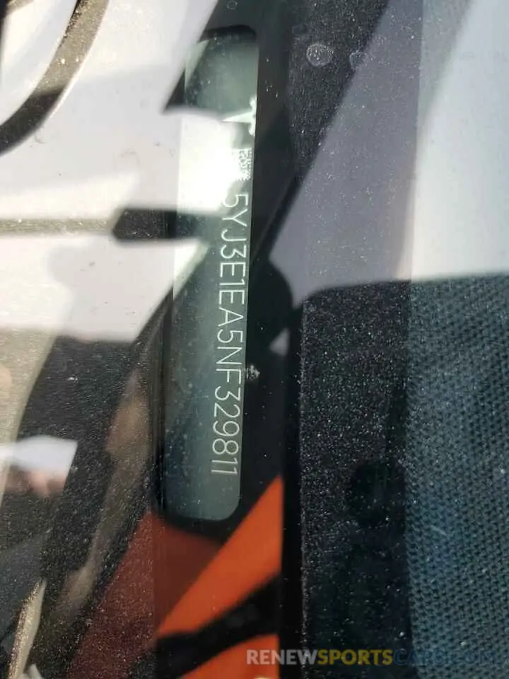 15 fotografías del automóvil dañado 5YJ3E1EA5NF329811 TESLA MODEL 3 2022