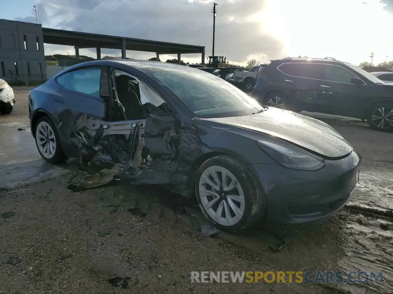 4 fotografías del automóvil dañado 5YJ3E1EA5NF331641 TESLA MODEL 3 2022