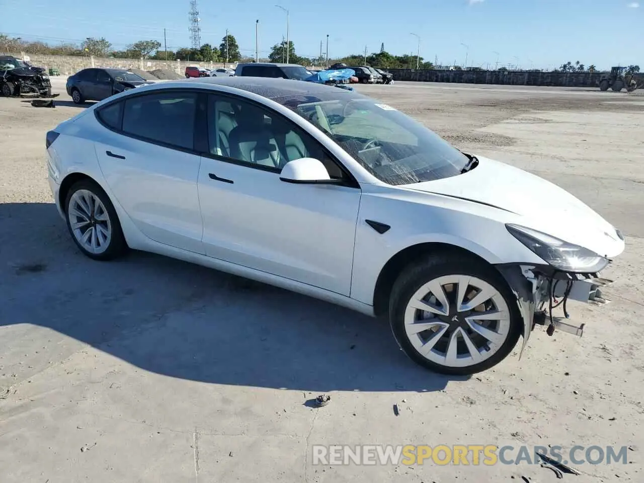 4 fotografías del automóvil dañado 5YJ3E1EA6NF120092 TESLA MODEL 3 2022