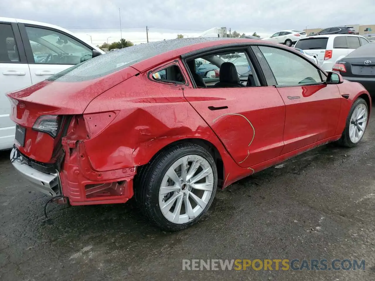 3 fotografías del automóvil dañado 5YJ3E1EA6NF185878 TESLA MODEL 3 2022
