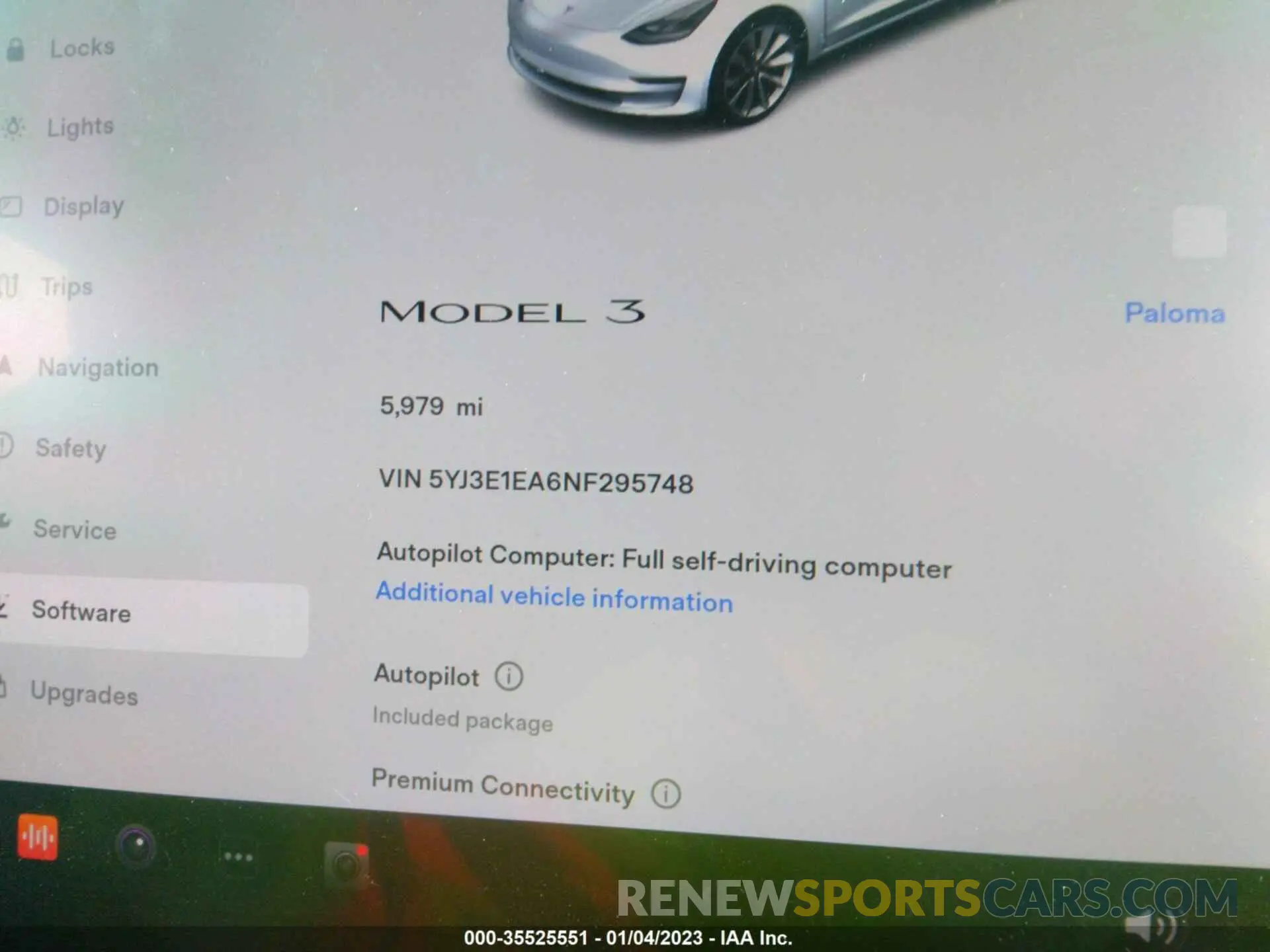 7 fotografías del automóvil dañado 5YJ3E1EA6NF295748 TESLA MODEL 3 2022