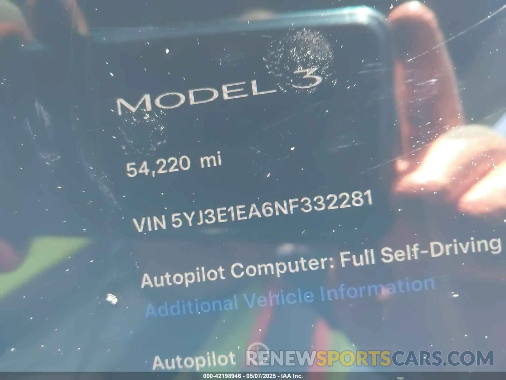 7 fotografías del automóvil dañado 5YJ3E1EA6NF332281 TESLA MODEL 3 2022