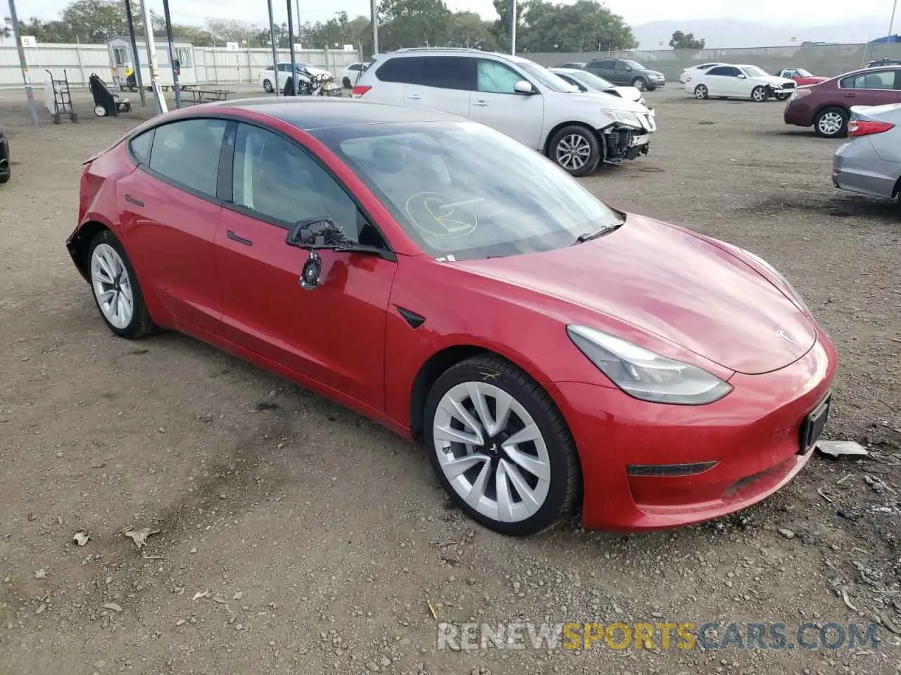4 fotografías del automóvil dañado 5YJ3E1EA7NF144403 TESLA MODEL 3 2022