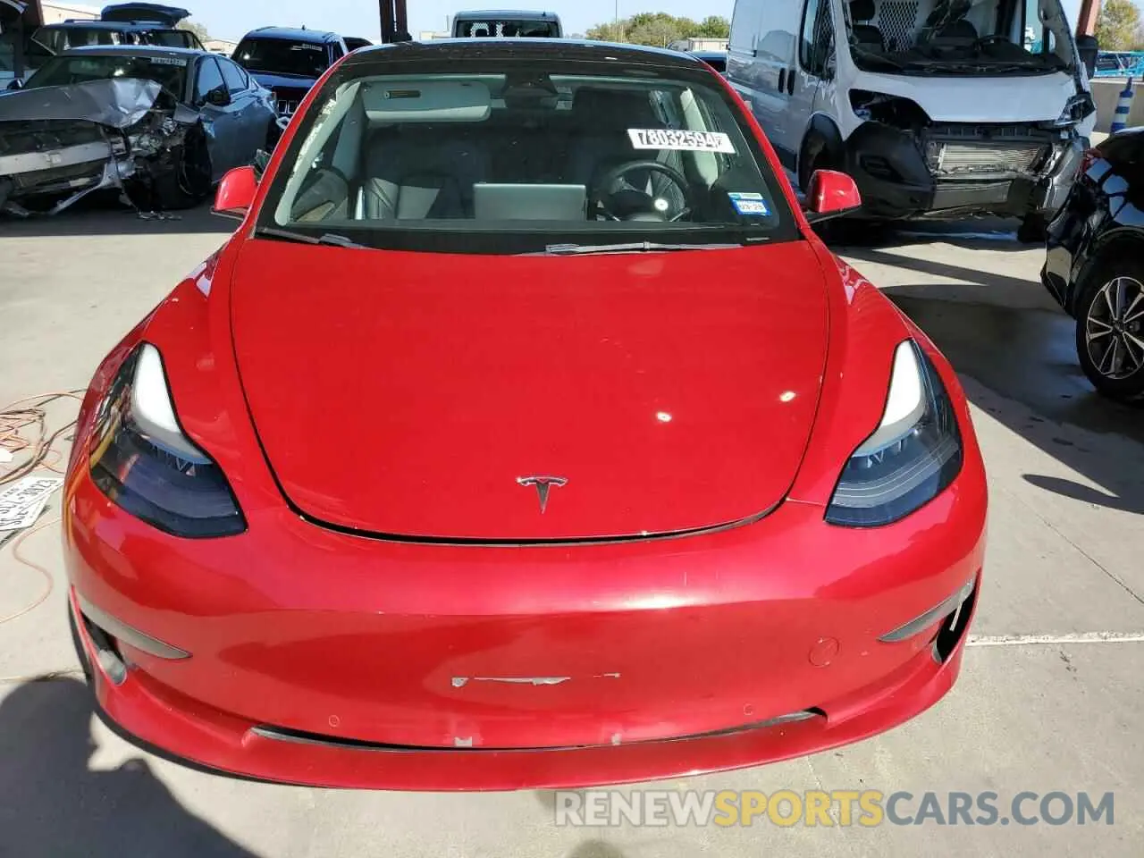5 fotografías del automóvil dañado 5YJ3E1EA7NF186831 TESLA MODEL 3 2022