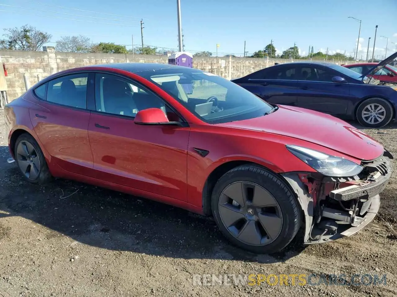 4 fotografías del automóvil dañado 5YJ3E1EA7NF191916 TESLA MODEL 3 2022