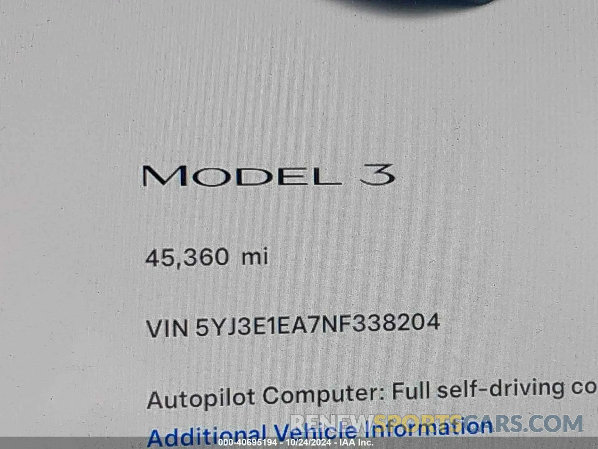 16 fotografías del automóvil dañado 5YJ3E1EA7NF338204 TESLA MODEL 3 2022