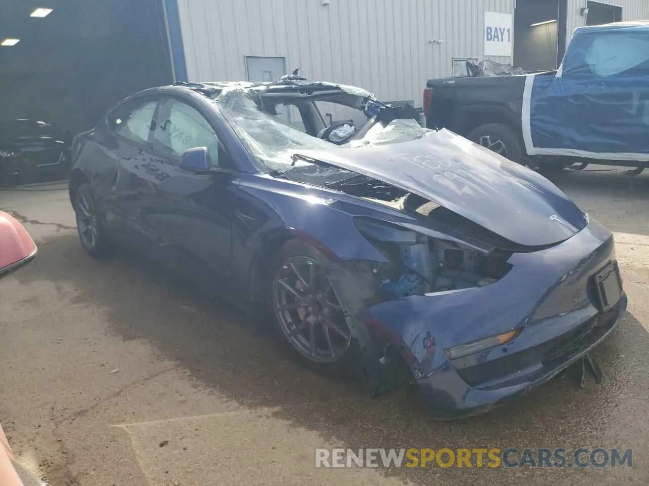 4 fotografías del automóvil dañado 5YJ3E1EA7NF370067 TESLA MODEL 3 2022