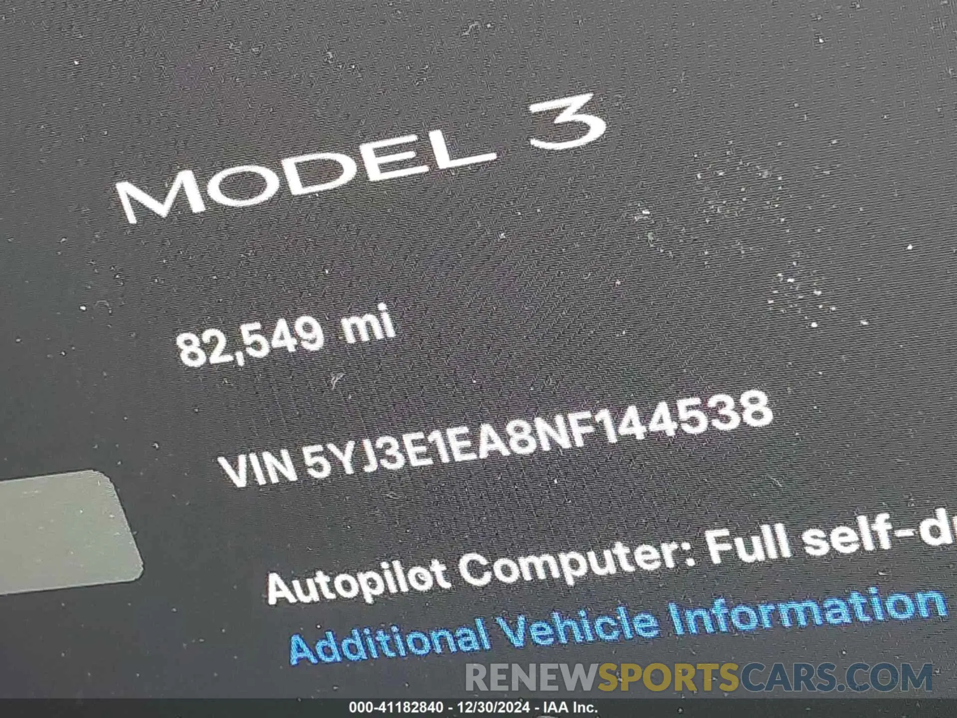 14 fotografías del automóvil dañado 5YJ3E1EA8NF144538 TESLA MODEL 3 2022