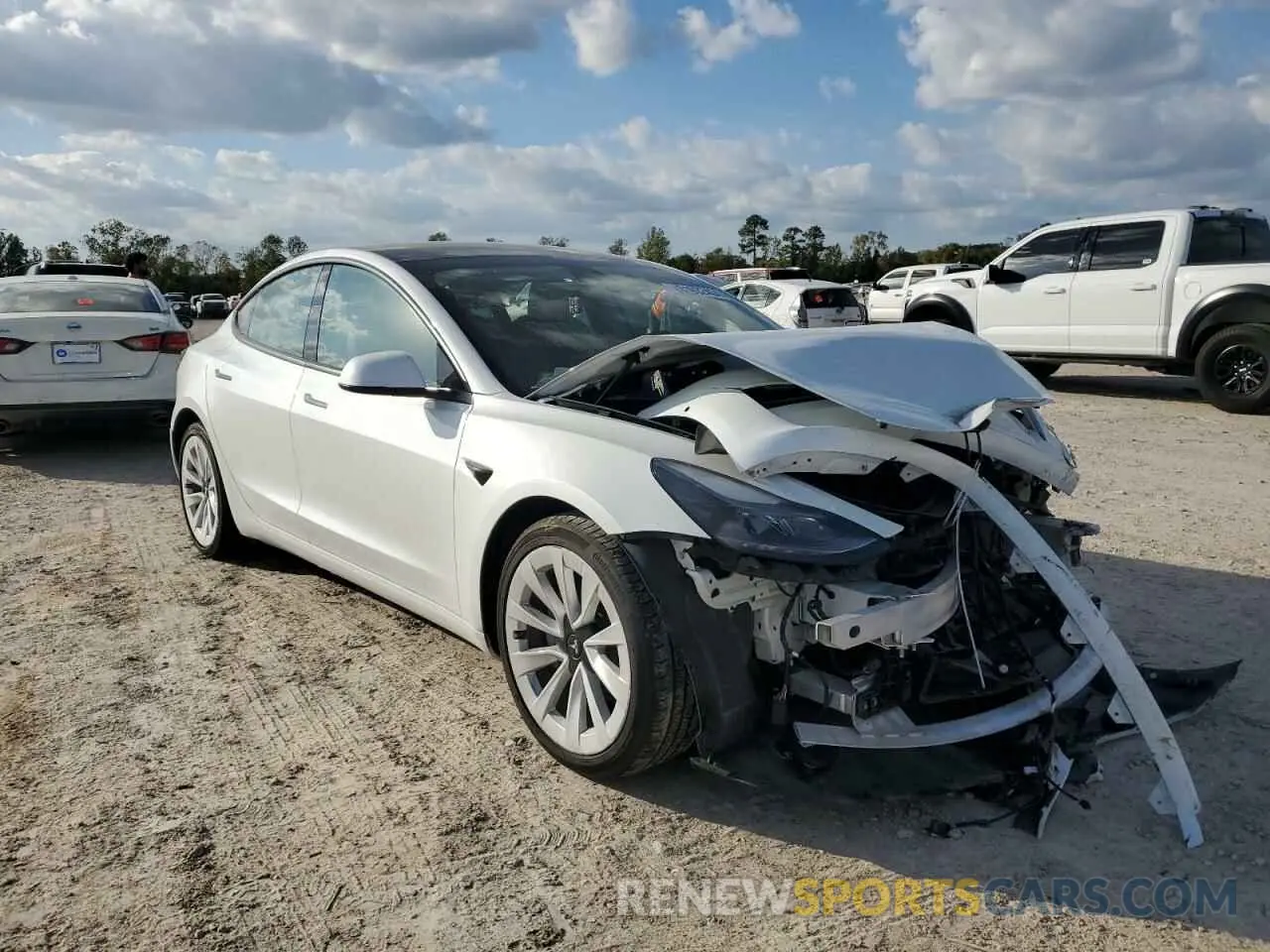 4 fotografías del automóvil dañado 5YJ3E1EA9NF310713 TESLA MODEL 3 2022