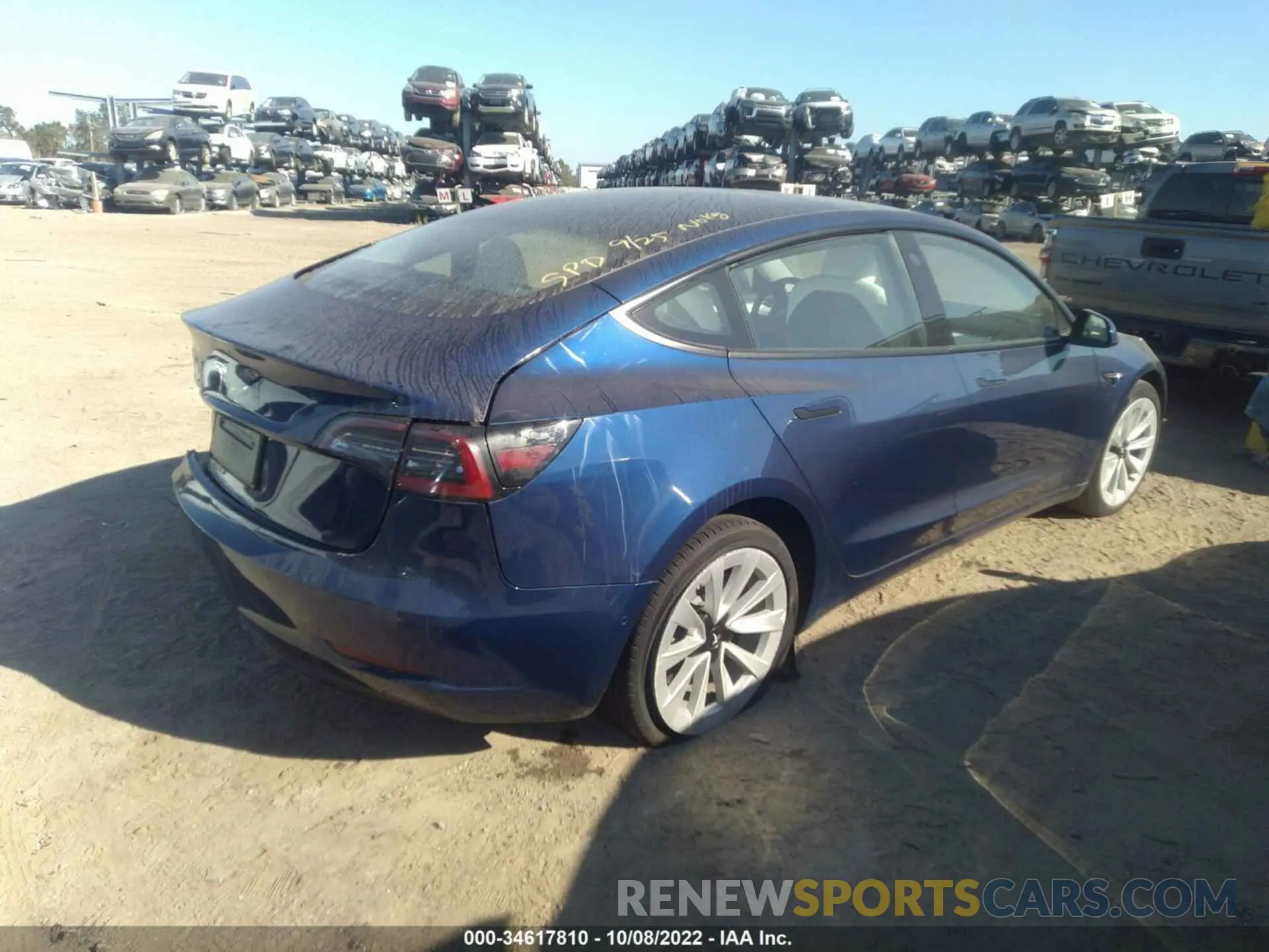 4 fotografías del automóvil dañado 5YJ3E1EA9NF312607 TESLA MODEL 3 2022