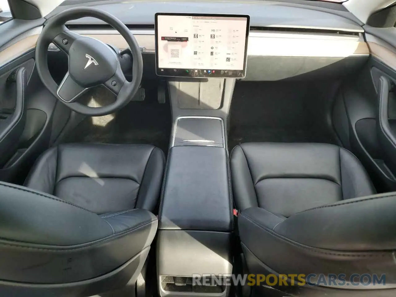 8 fotografías del automóvil dañado 5YJ3E1EA9NF370698 TESLA MODEL 3 2022