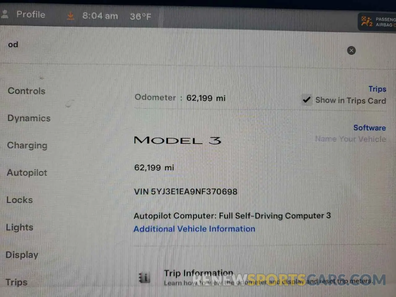 9 fotografías del automóvil dañado 5YJ3E1EA9NF370698 TESLA MODEL 3 2022