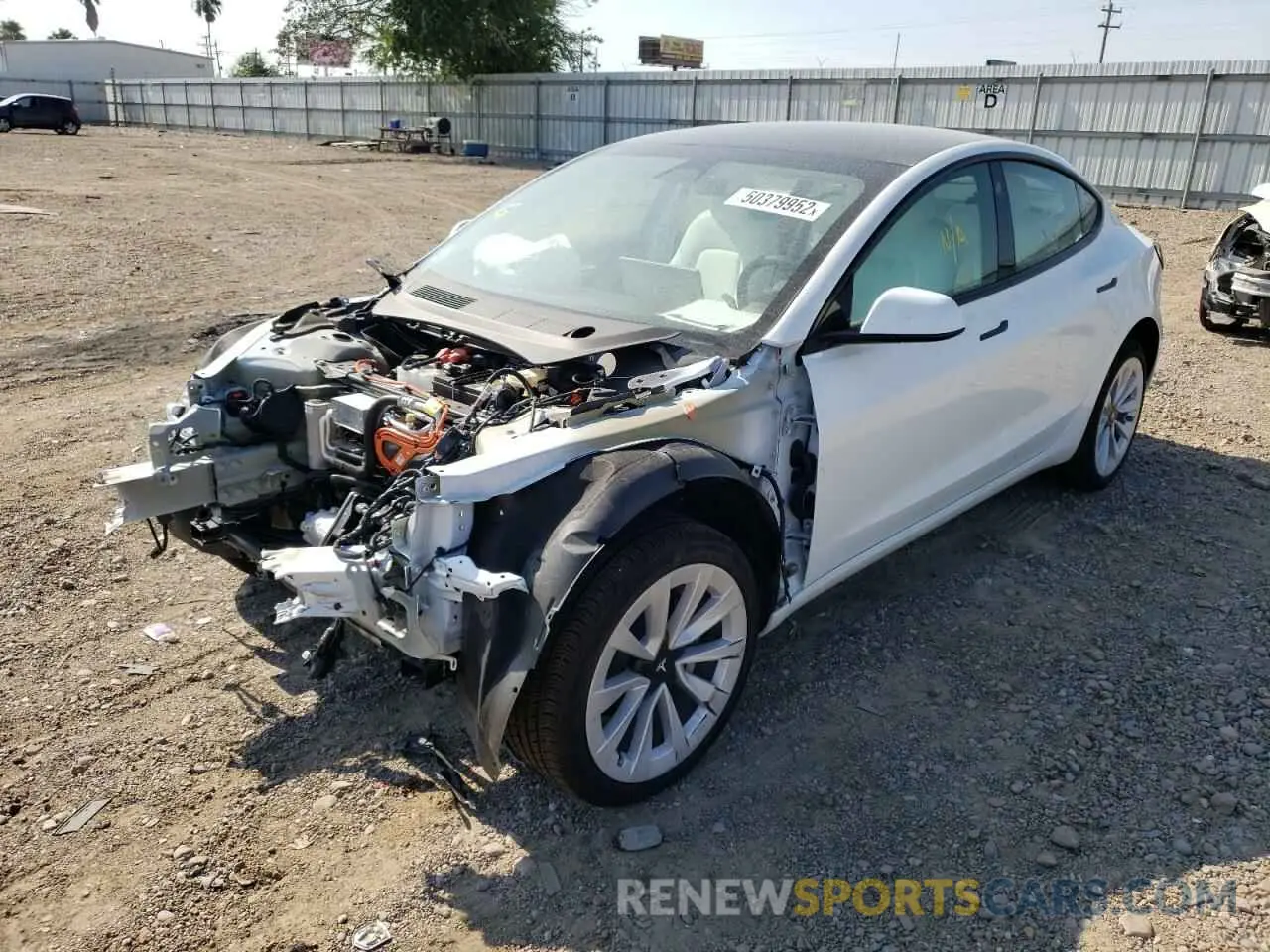 2 fotografías del automóvil dañado 5YJ3E1EAXNF135243 TESLA MODEL 3 2022