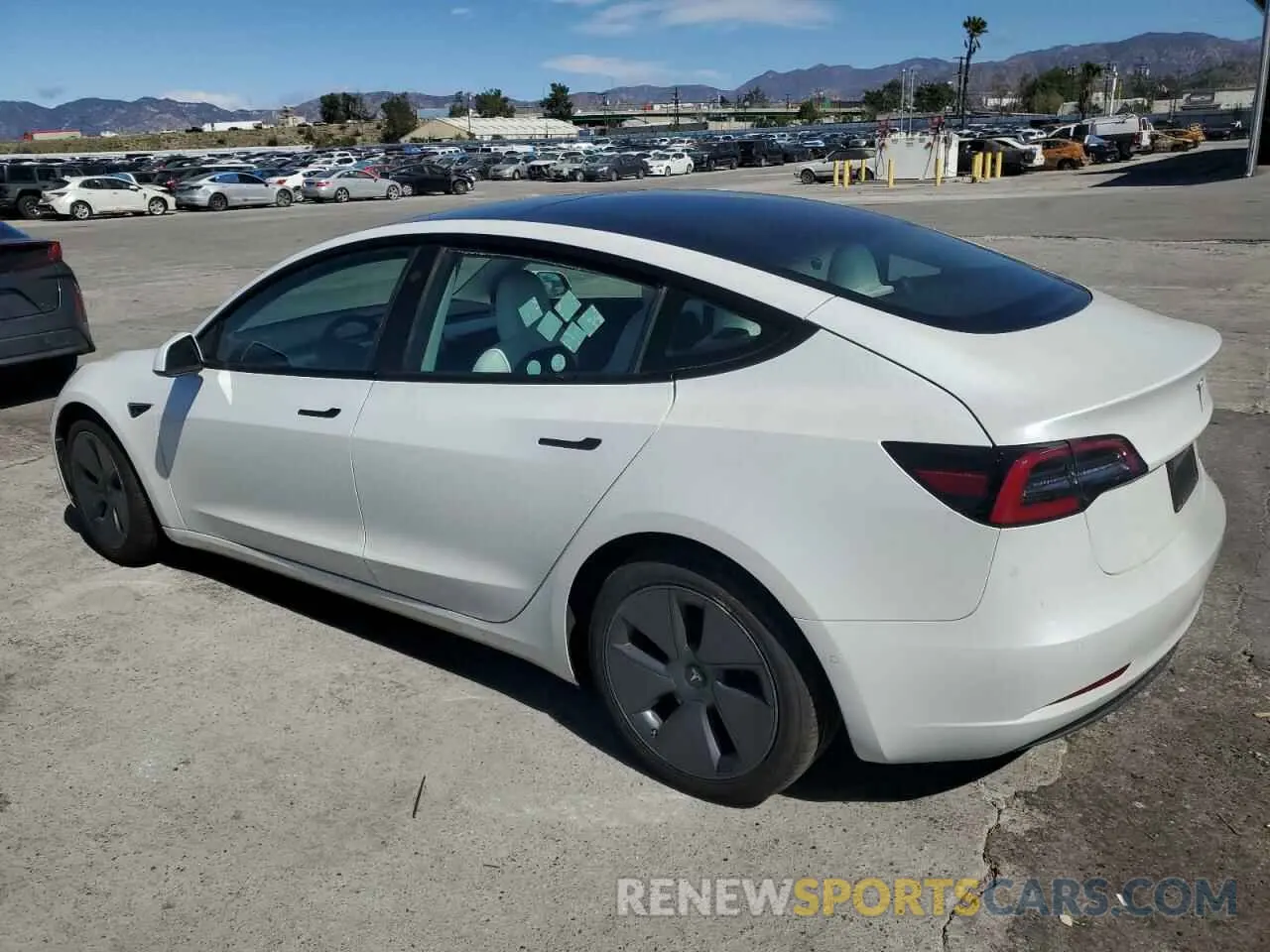 2 fotografías del automóvil dañado 5YJ3E1EAXNF203914 TESLA MODEL 3 2022