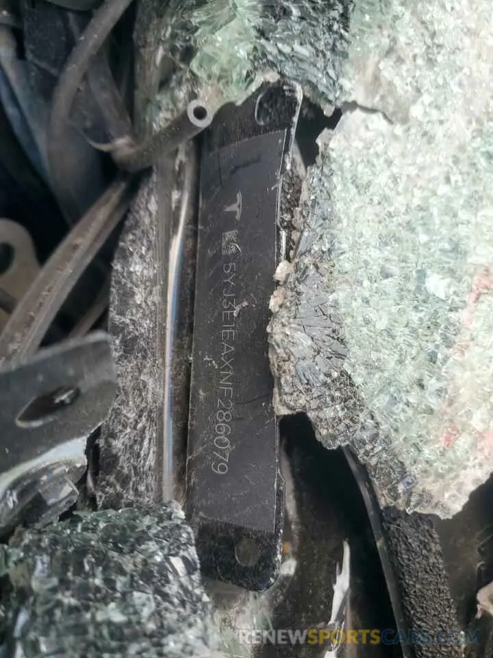 12 fotografías del automóvil dañado 5YJ3E1EAXNF286079 TESLA MODEL 3 2022