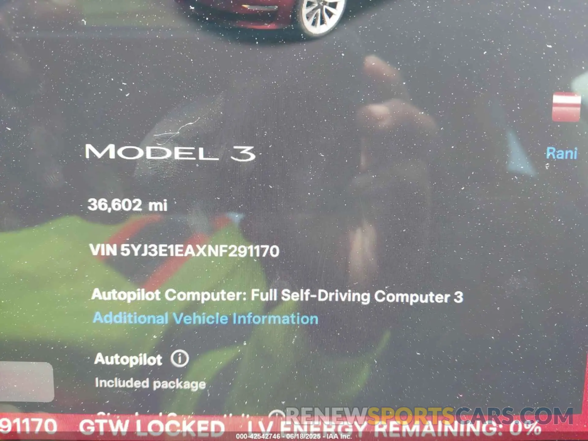 15 fotografías del automóvil dañado 5YJ3E1EAXNF291170 TESLA MODEL 3 2022
