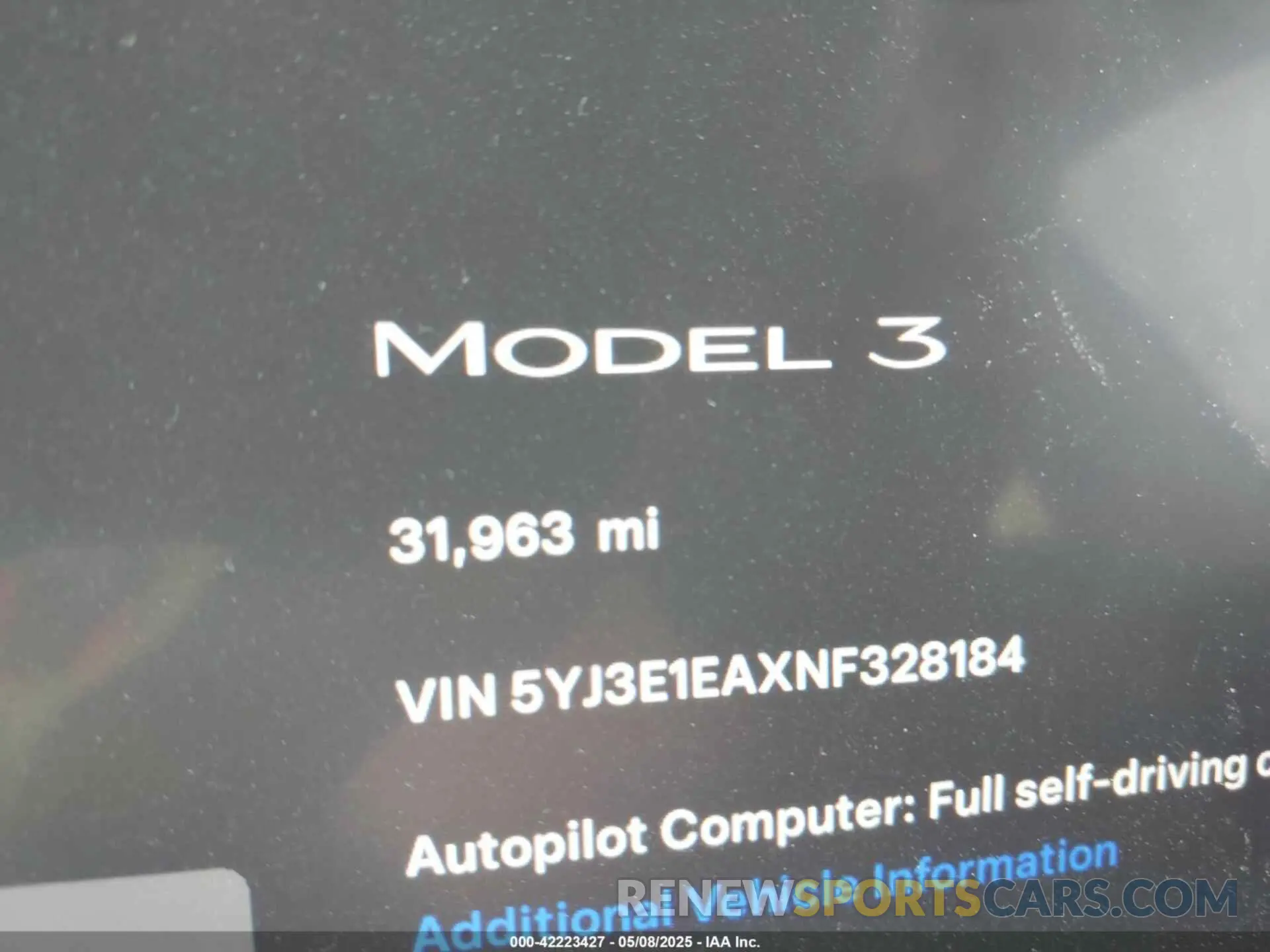 15 fotografías del automóvil dañado 5YJ3E1EAXNF328184 TESLA MODEL 3 2022