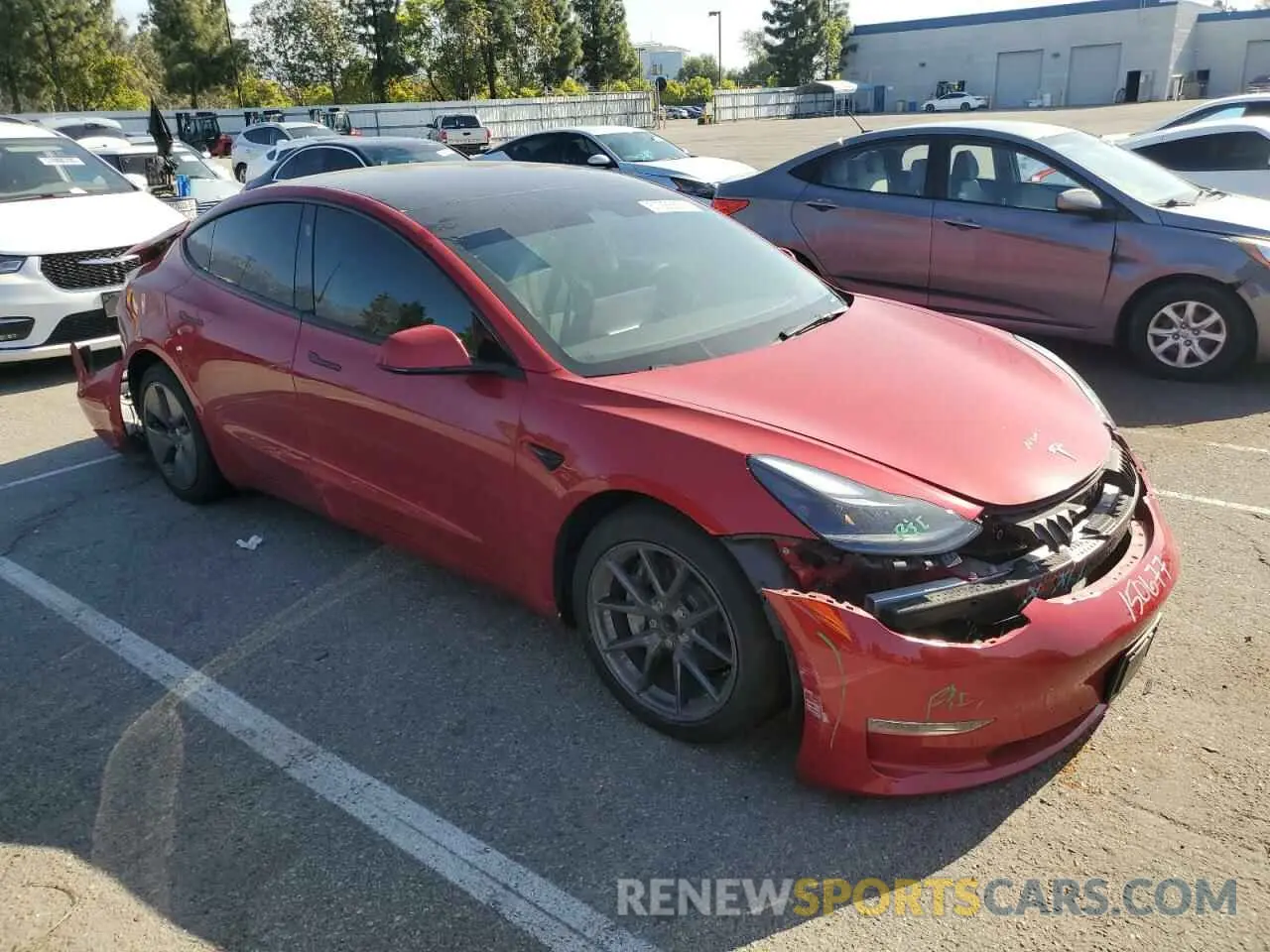 4 fotografías del automóvil dañado 5YJ3E1EAXNF339959 TESLA MODEL 3 2022