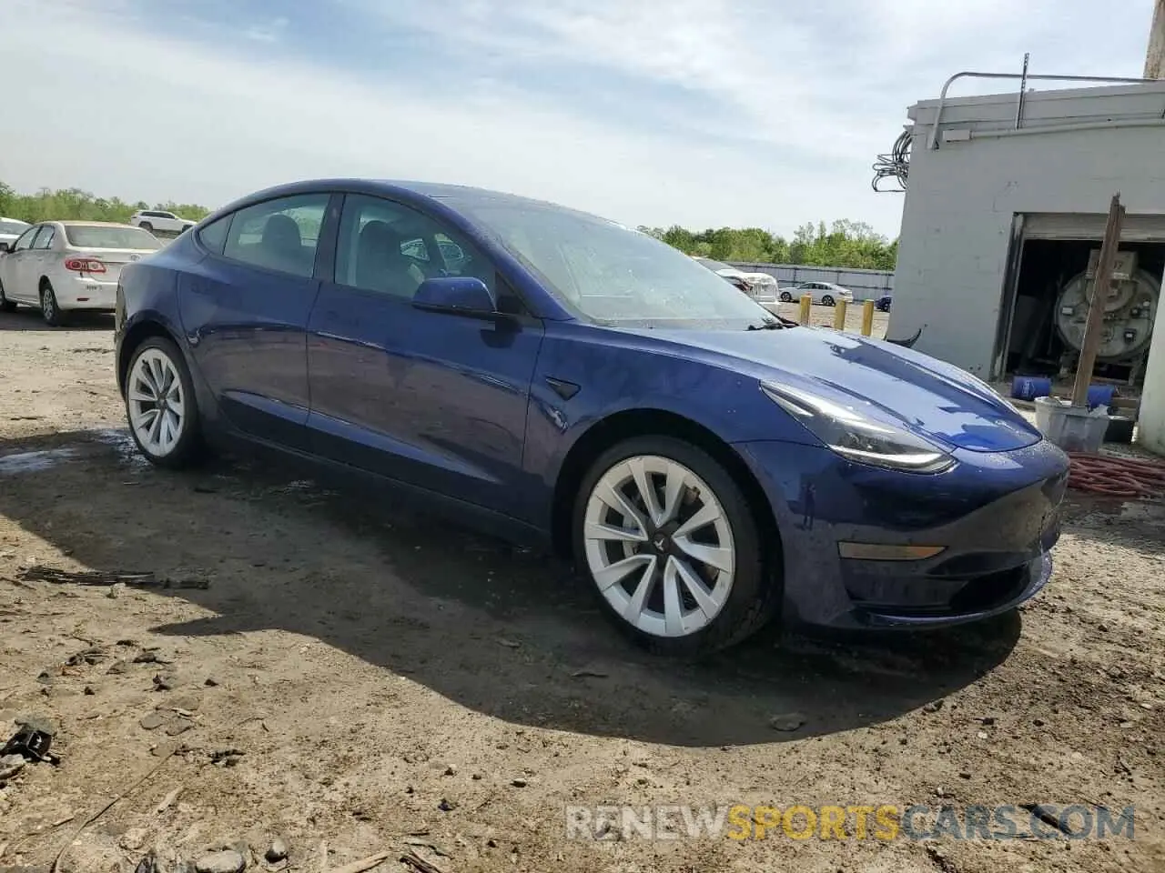 4 fotografías del automóvil dañado 5YJ3E1EAXNF370144 TESLA MODEL 3 2022
