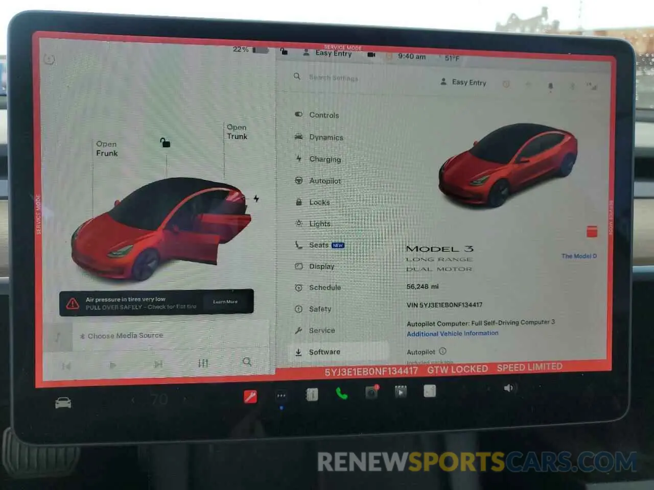 9 fotografías del automóvil dañado 5YJ3E1EB0NF134417 TESLA MODEL 3 2022
