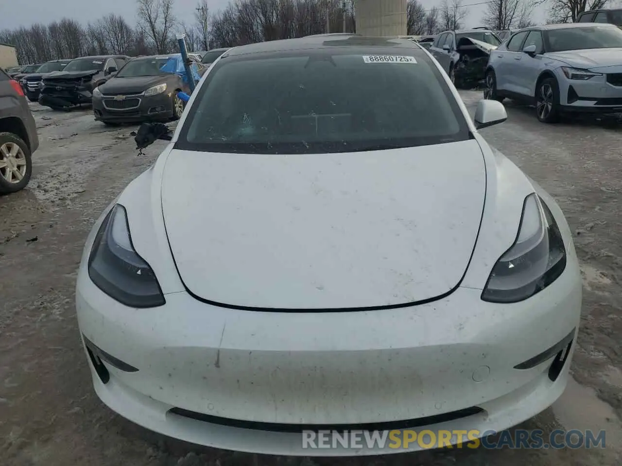 5 fotografías del automóvil dañado 5YJ3E1EB0NF201243 TESLA MODEL 3 2022