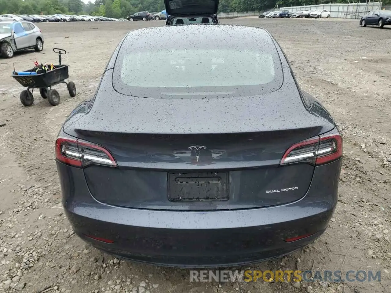 6 fotografías del automóvil dañado 5YJ3E1EB0NF232024 TESLA MODEL 3 2022