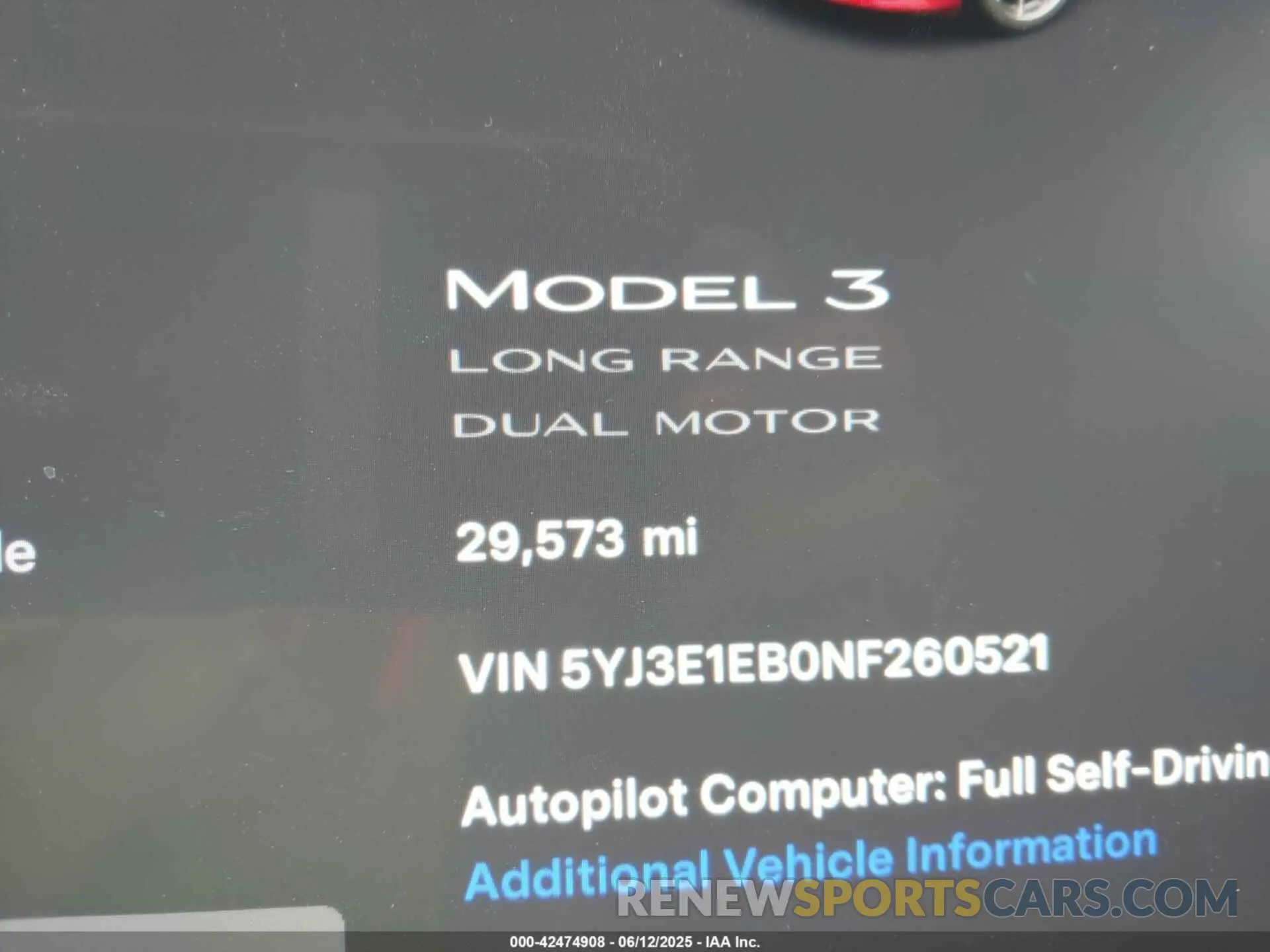 15 fotografías del automóvil dañado 5YJ3E1EB0NF260521 TESLA MODEL 3 2022