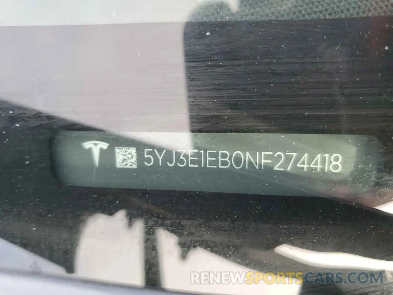 13 fotografías del automóvil dañado 5YJ3E1EB0NF274418 TESLA MODEL 3 2022