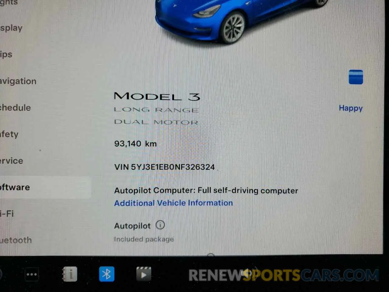 9 fotografías del automóvil dañado 5YJ3E1EB0NF326324 TESLA MODEL 3 2022