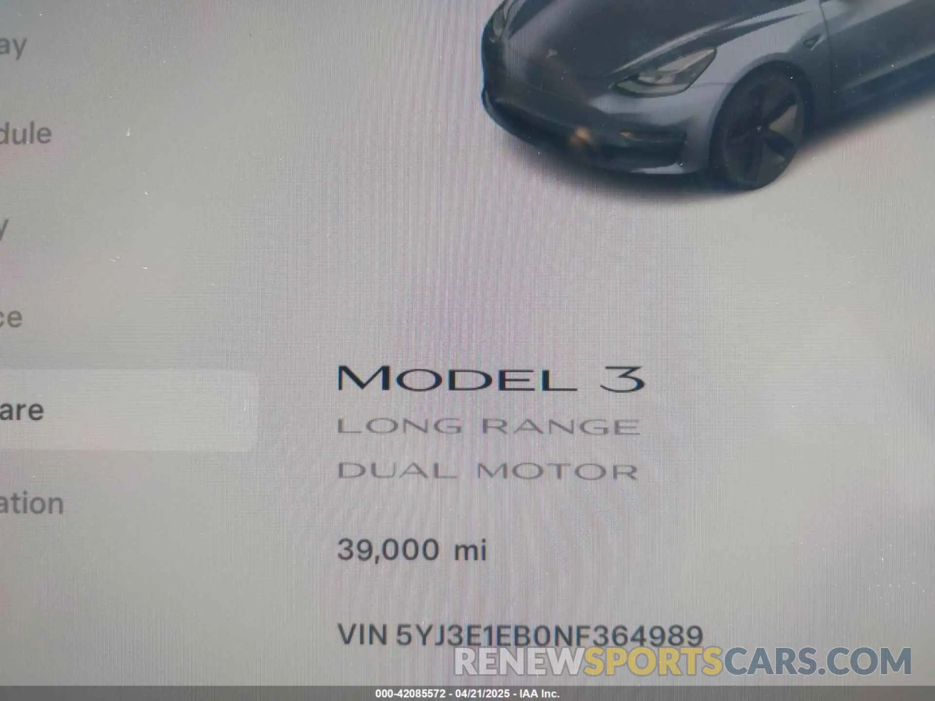 7 fotografías del automóvil dañado 5YJ3E1EB0NF364989 TESLA MODEL 3 2022