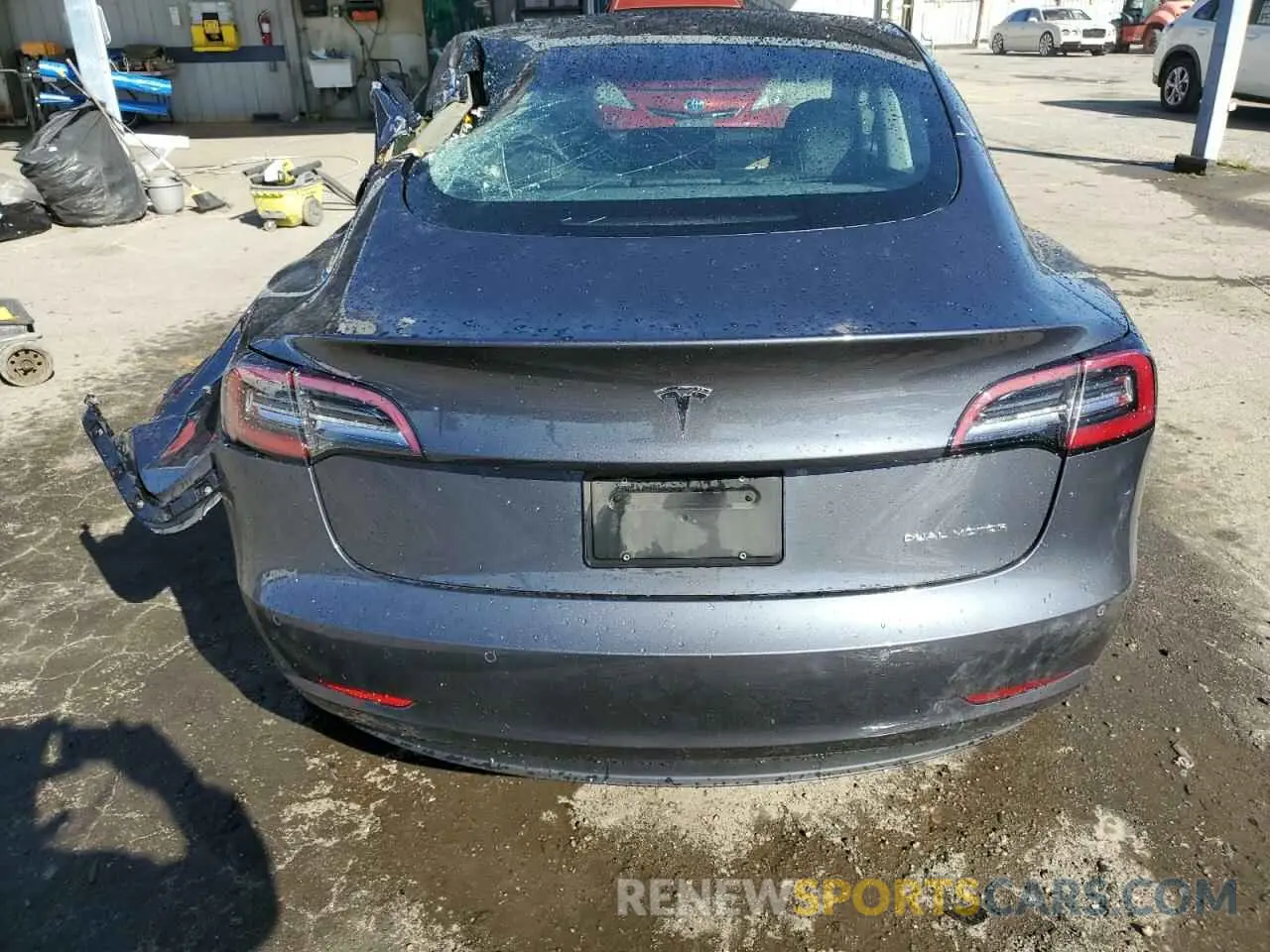 6 fotografías del automóvil dañado 5YJ3E1EB1NF125192 TESLA MODEL 3 2022