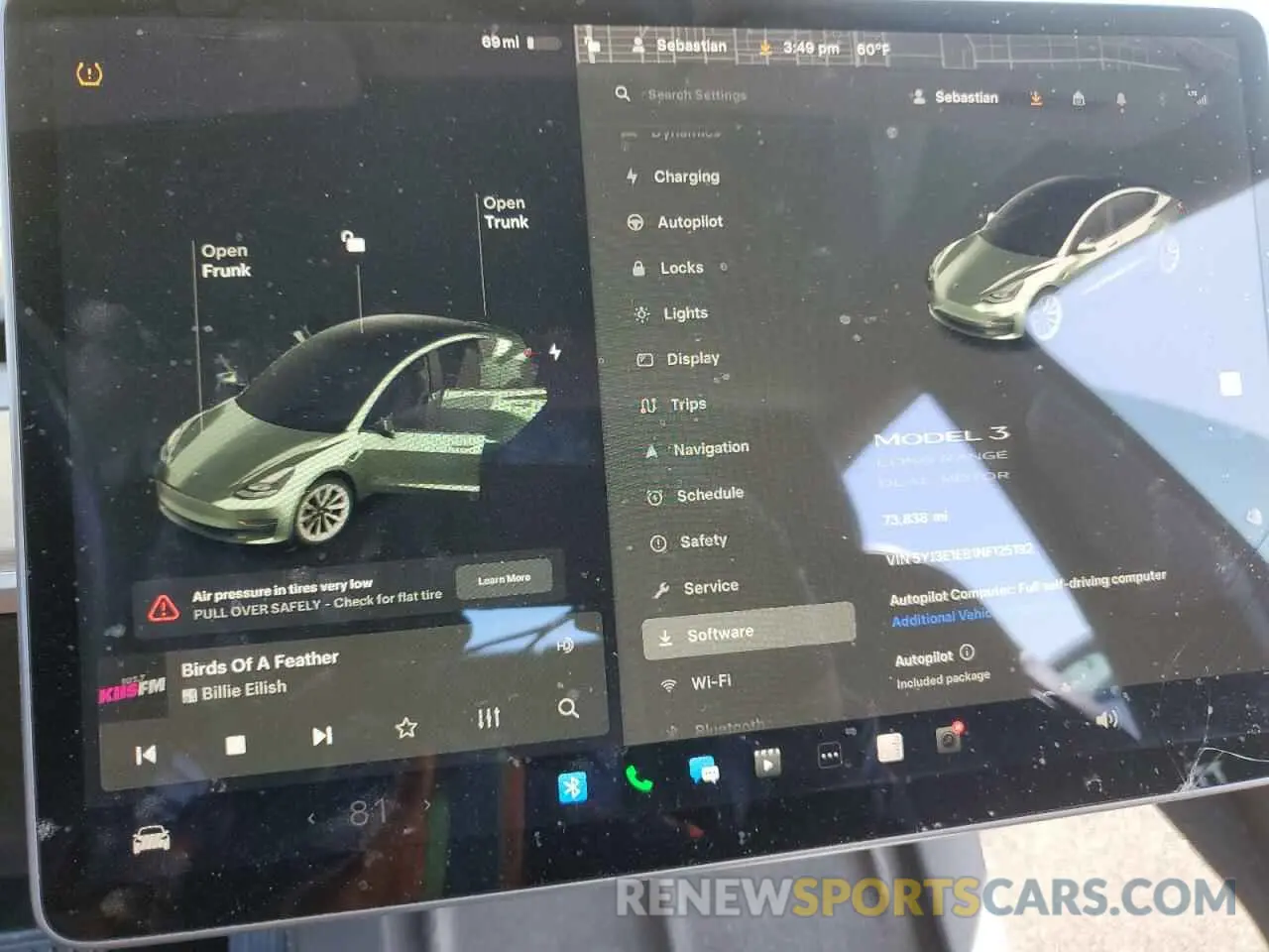 9 fotografías del automóvil dañado 5YJ3E1EB1NF125192 TESLA MODEL 3 2022