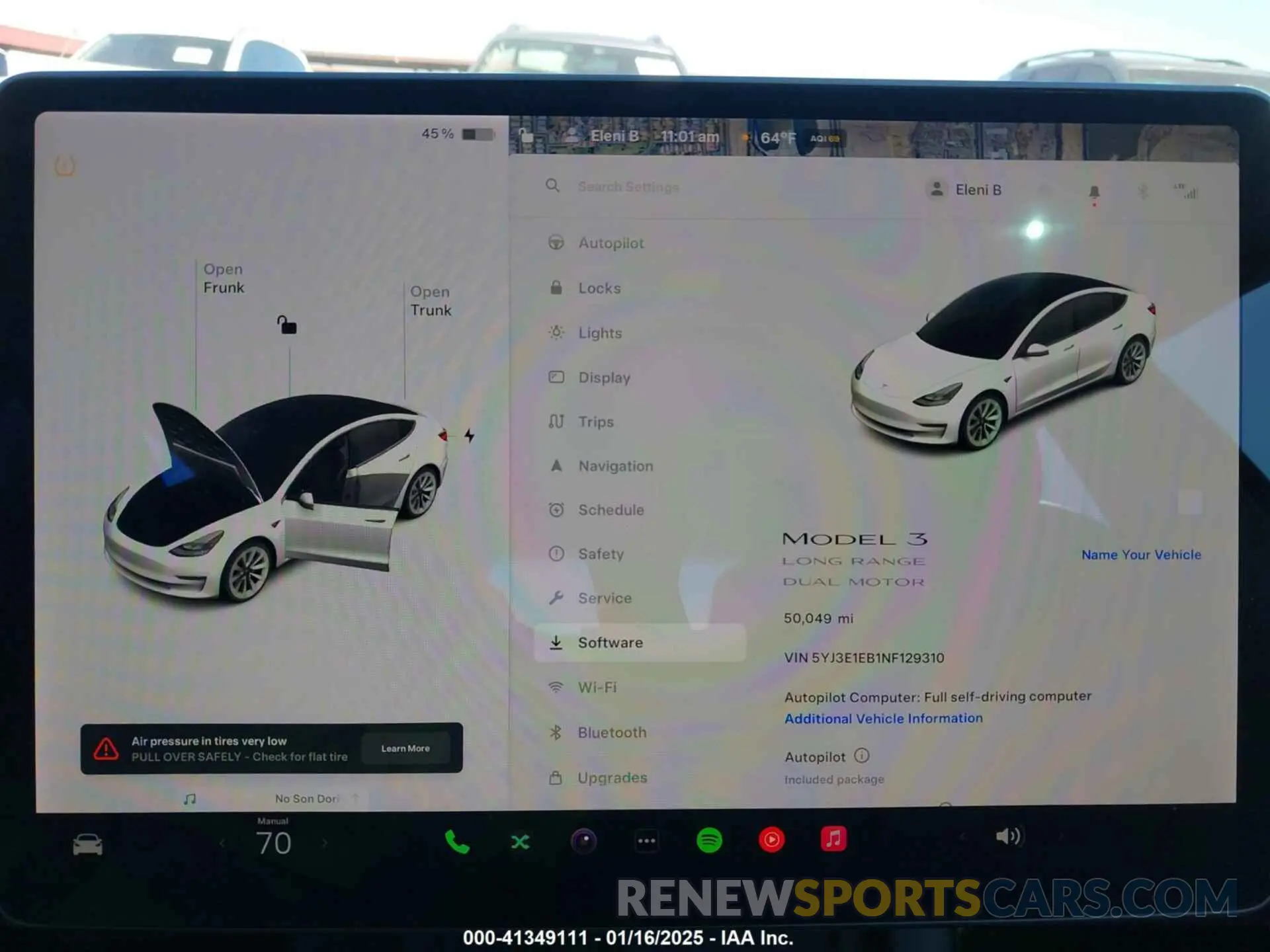 7 fotografías del automóvil dañado 5YJ3E1EB1NF129310 TESLA MODEL 3 2022
