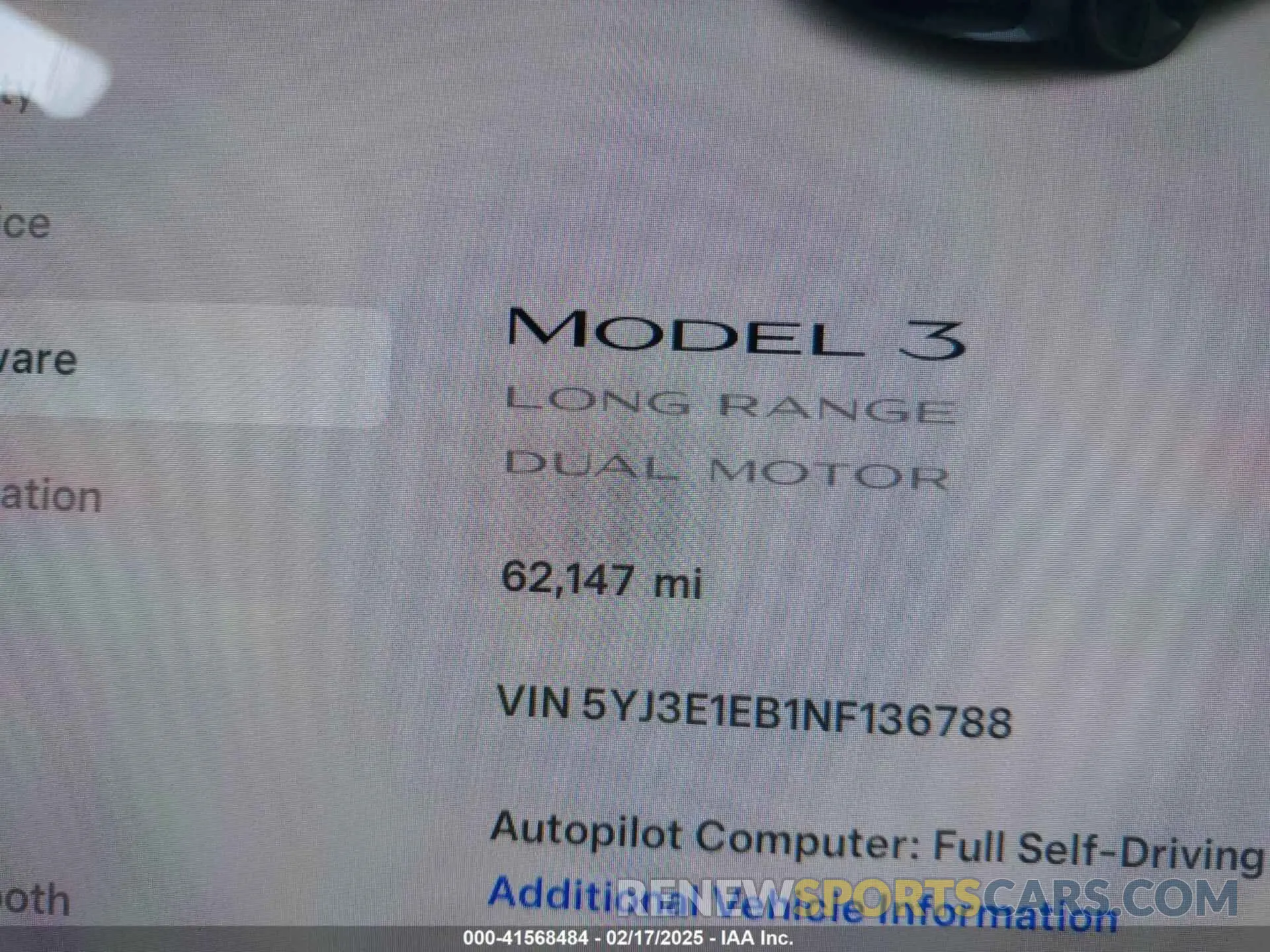 7 fotografías del automóvil dañado 5YJ3E1EB1NF136788 TESLA MODEL 3 2022
