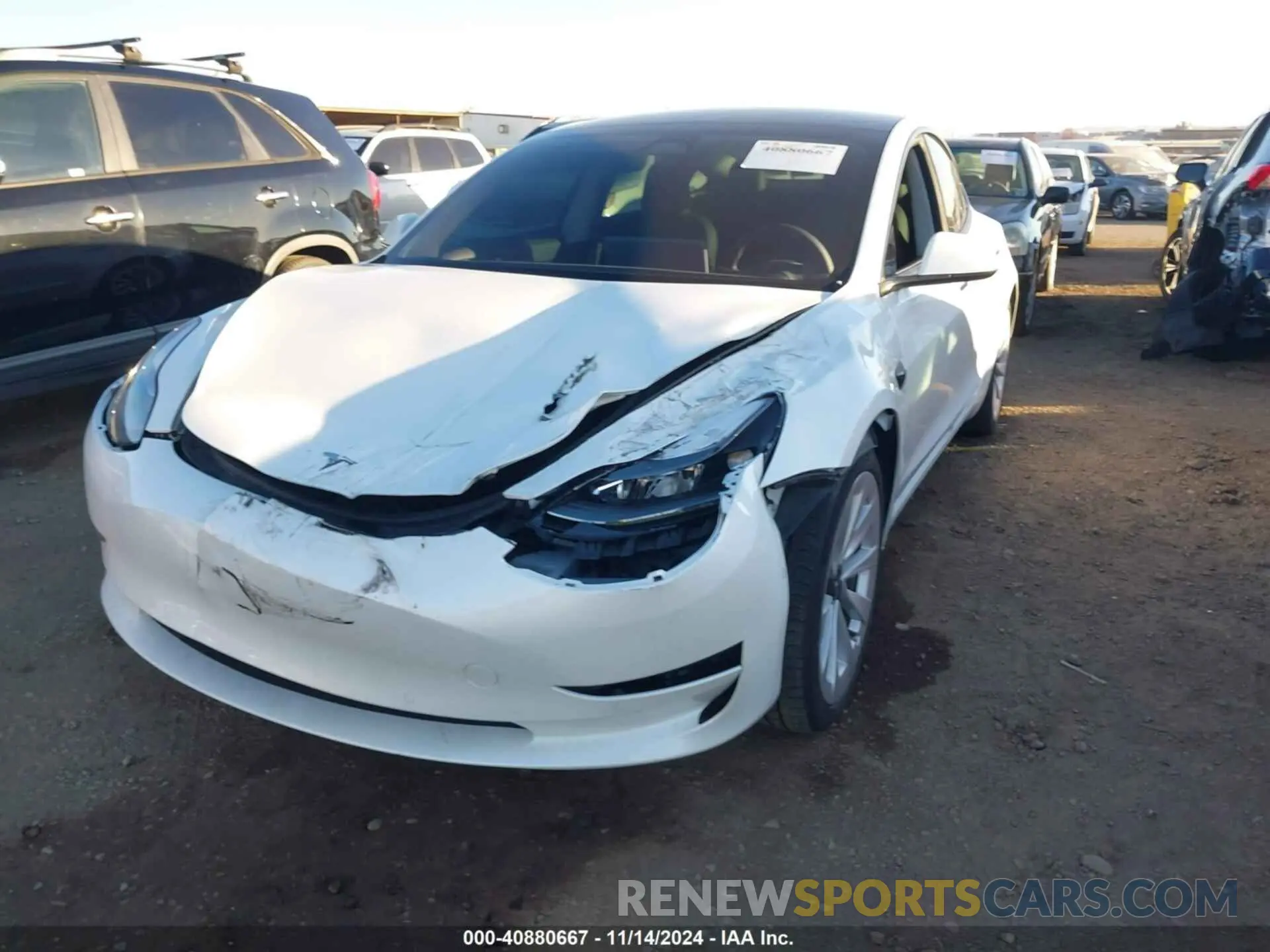 6 fotografías del automóvil dañado 5YJ3E1EB1NF137536 TESLA MODEL 3 2022